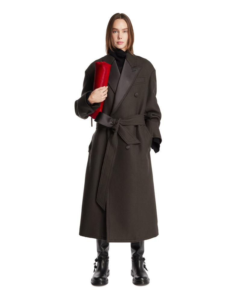 AMI Paris Green Shiny Lapel Coat outlook