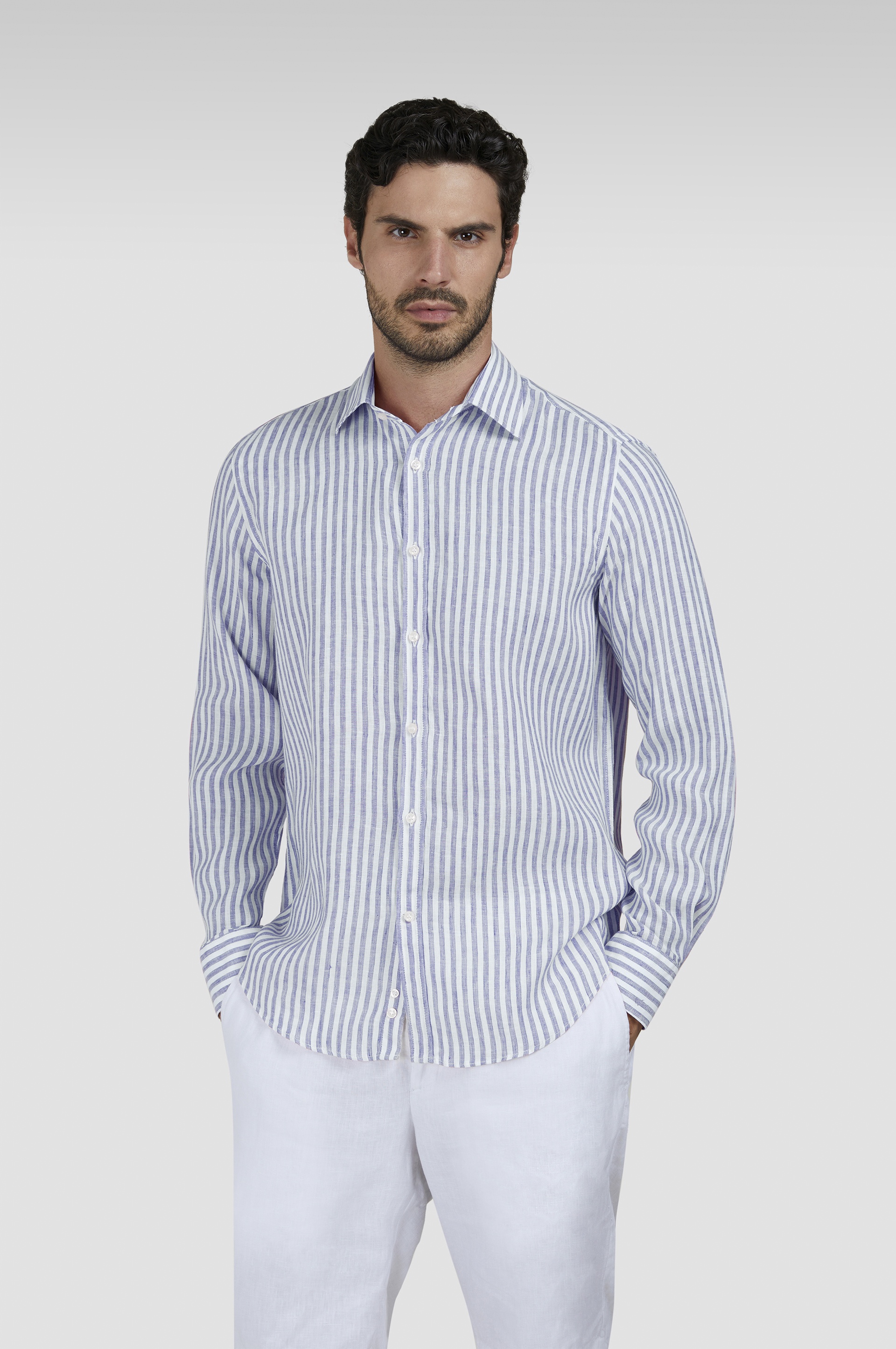 LINEN SHIRT WITH FRENCH COLLAR - 7