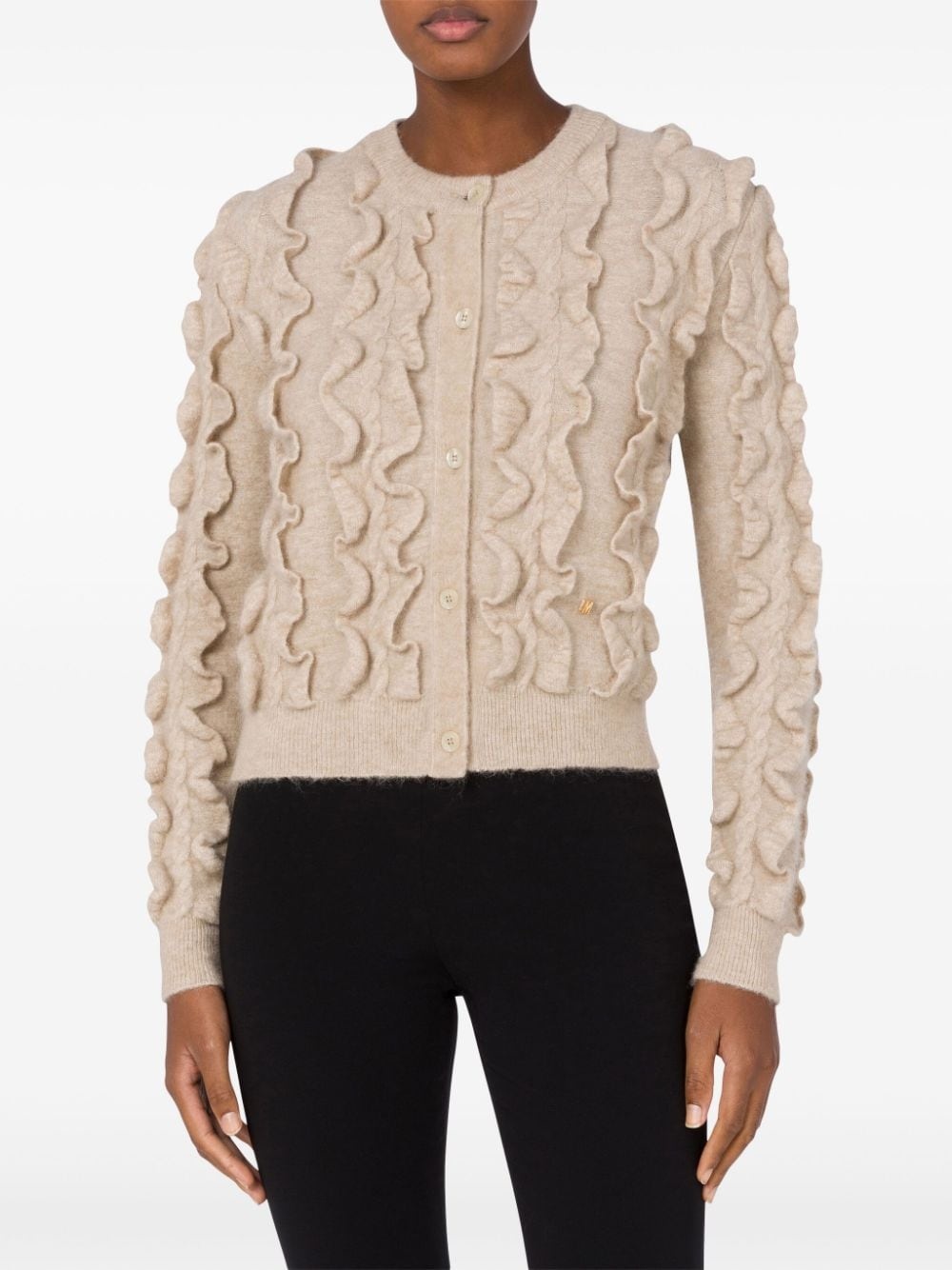 ruffled wool blend cardigan - 2