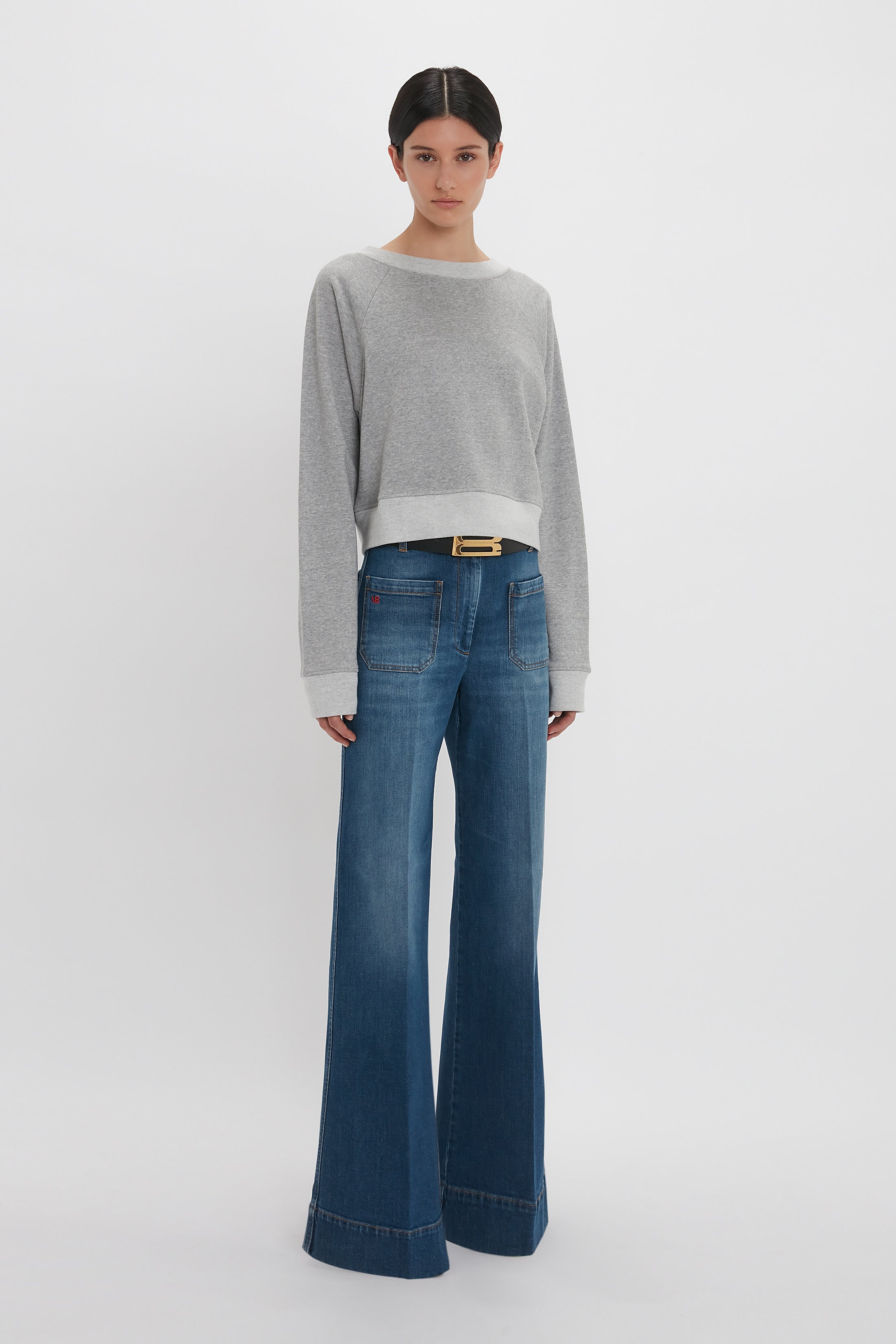 Cropped Sweatshirt In Grey Marl - 3