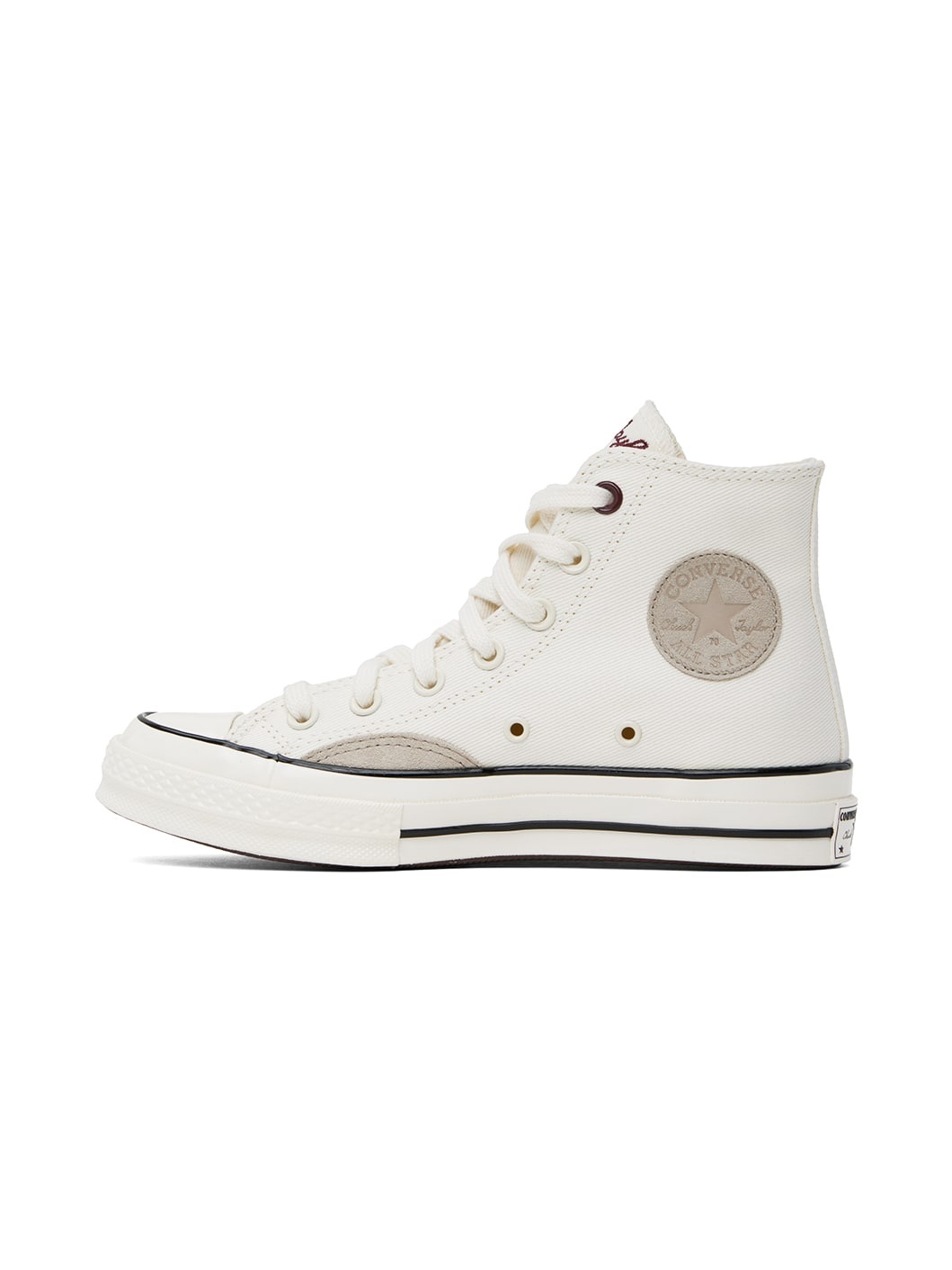 White & Taupe Chuck 70 Mixed Materials High Top Sneakers - 3