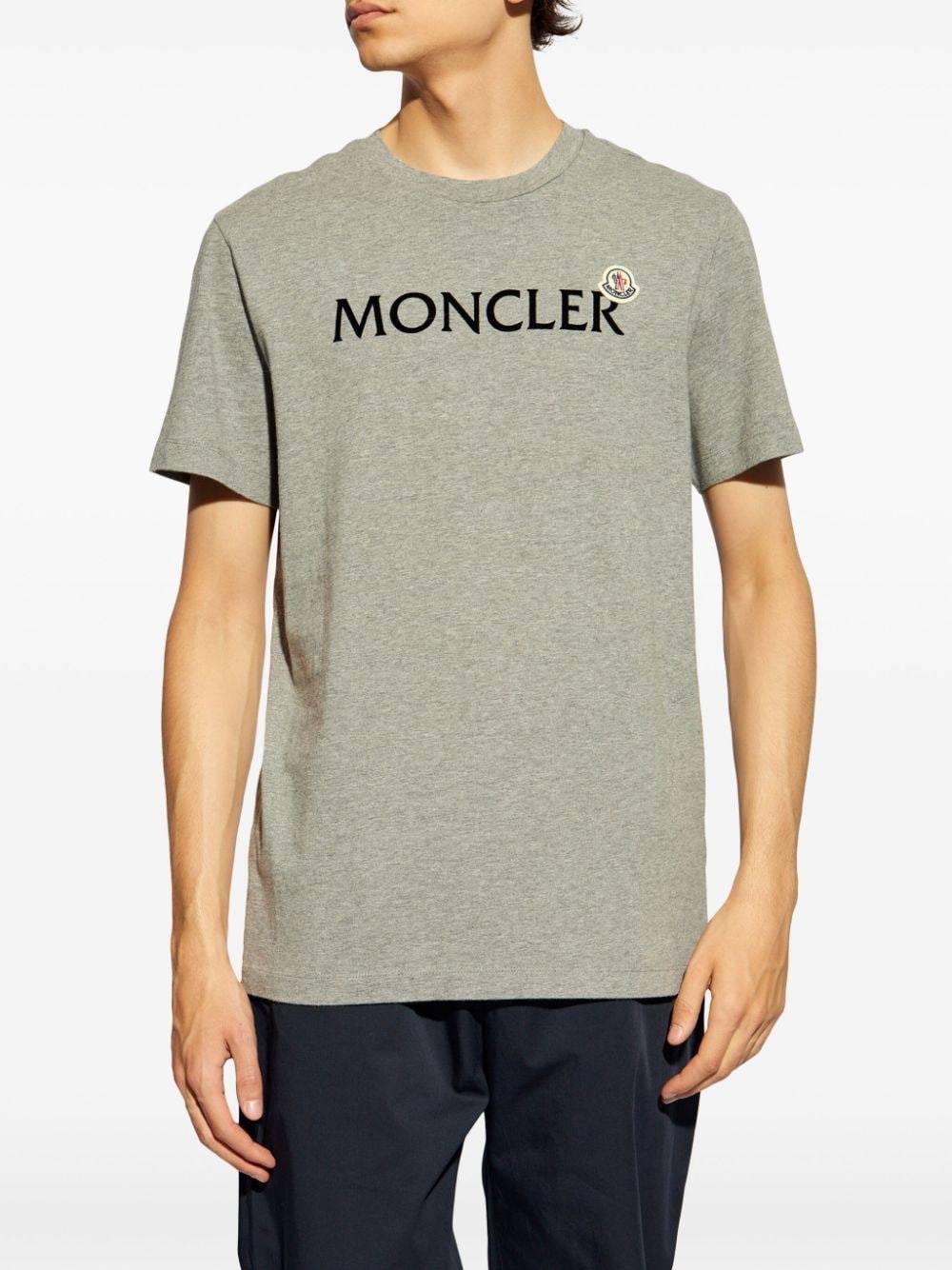 flocked-logo cotton T-shirt - 3