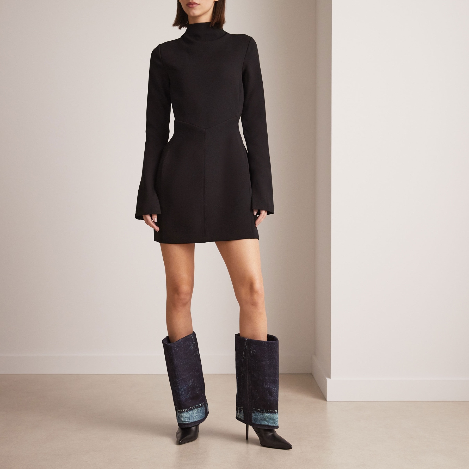 Jimmy Choo / Jean Paul Gaultier Cuff Over The Knee Boot 90
Black Calf Leather Over-The-Knee Boots wi - 2