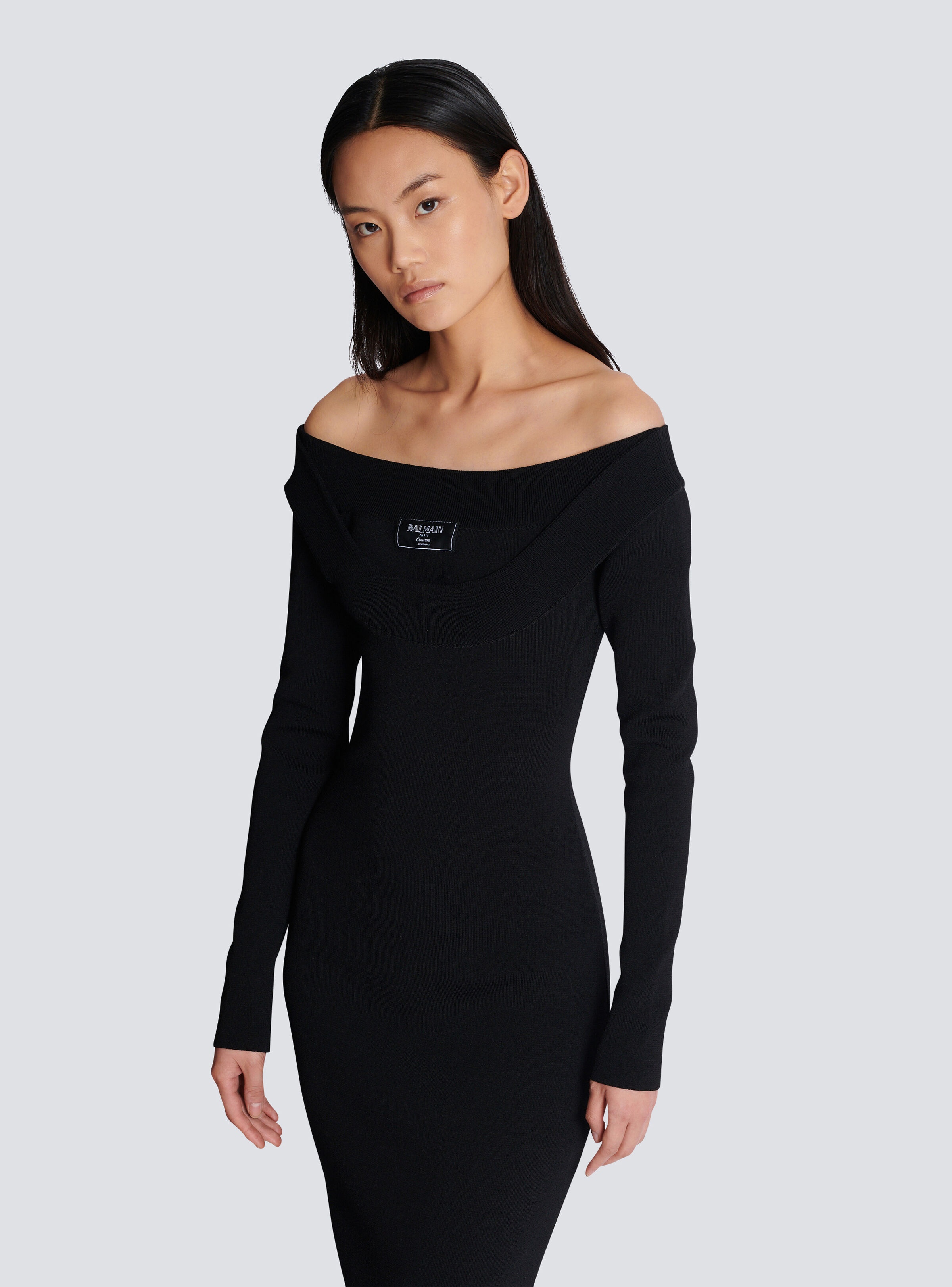 Long plain knit dress - 6