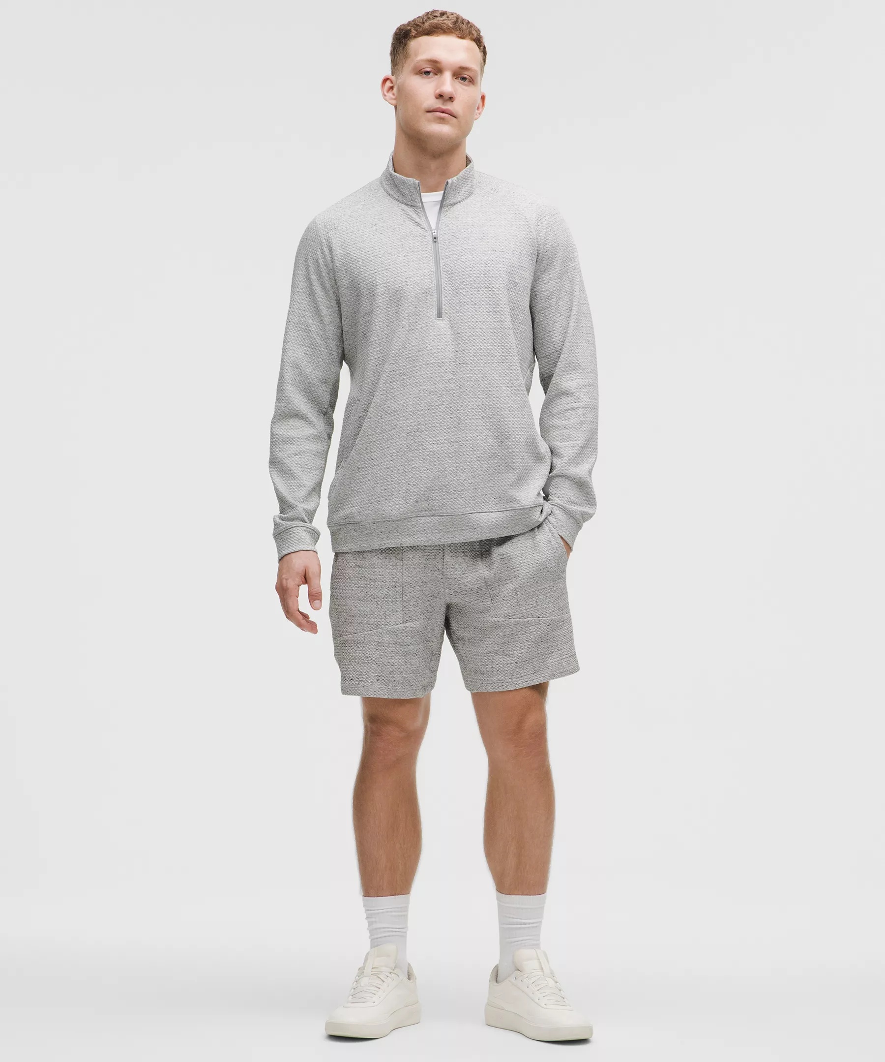 Textured Double-Knit Cotton Half Zip - 2