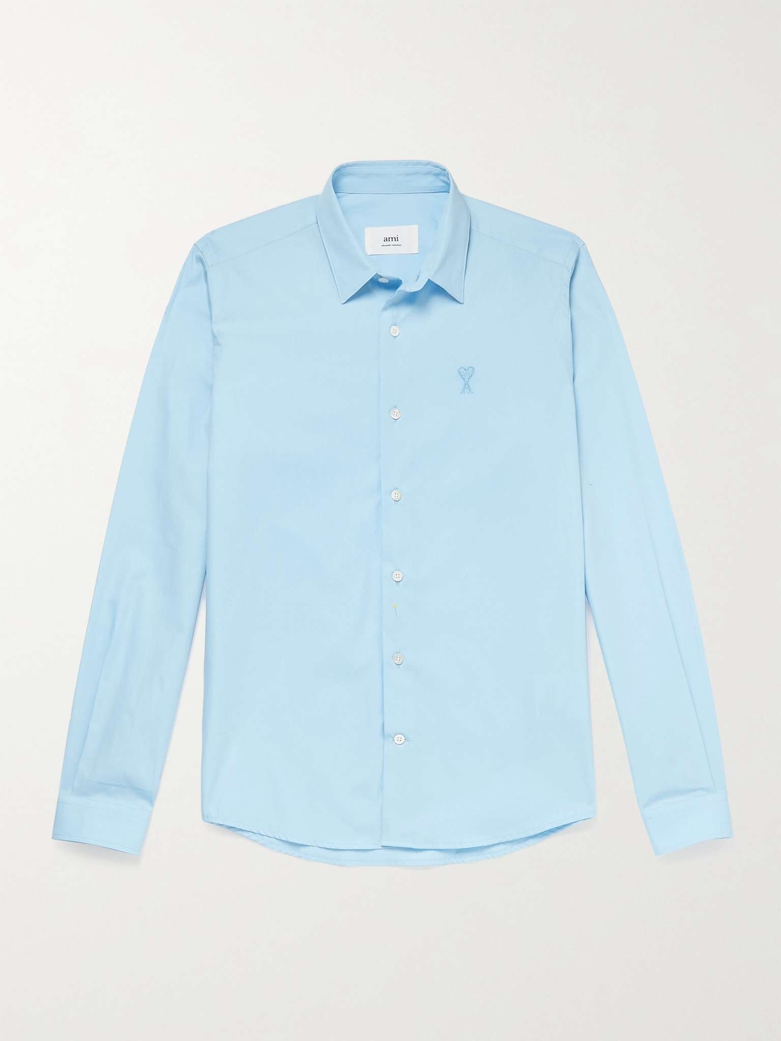 Slim-Fit Logo-Embroidered Cotton-Poplin Shirt - 1