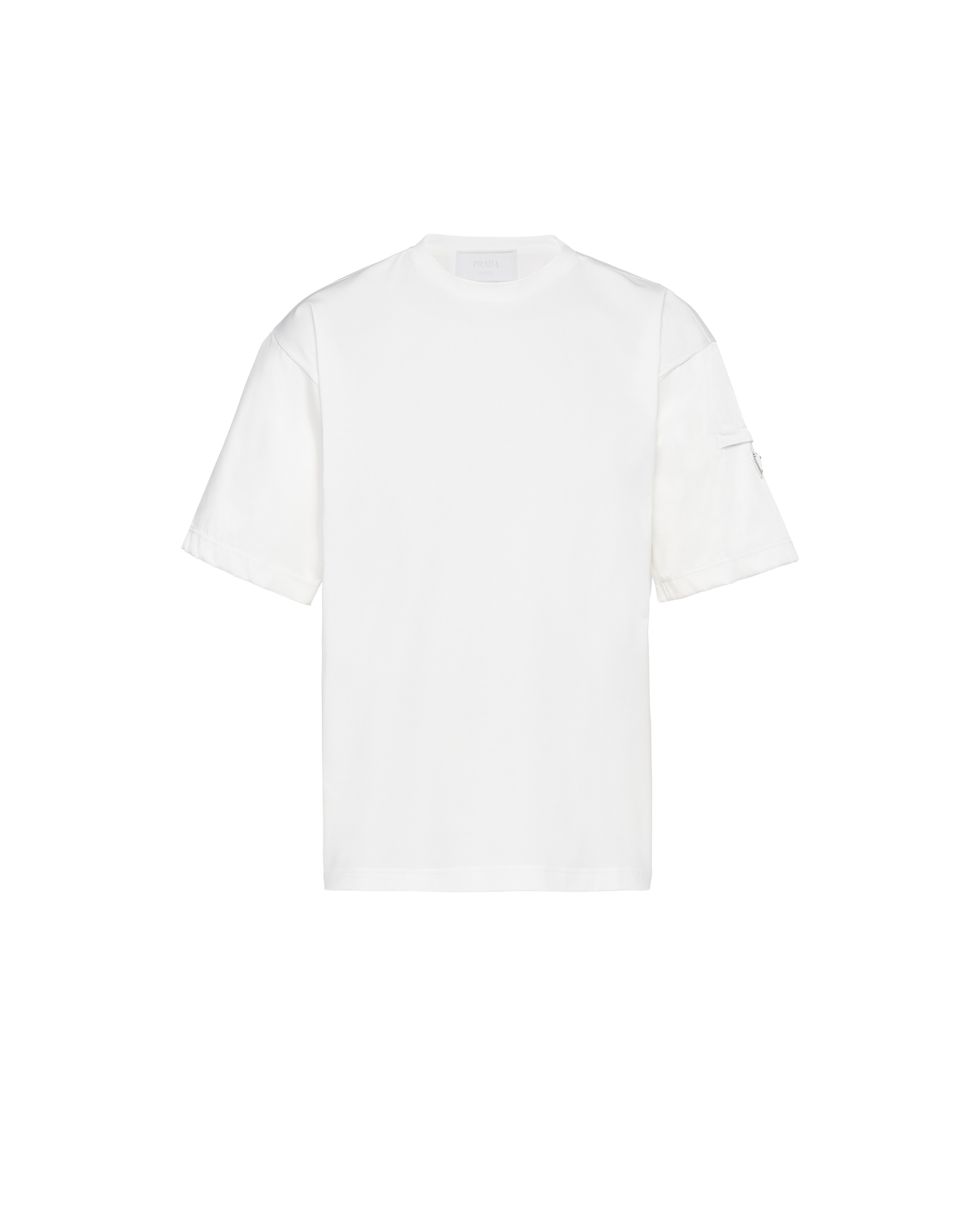 Stretch cotton T-shirt with Re-Nylon details - 1