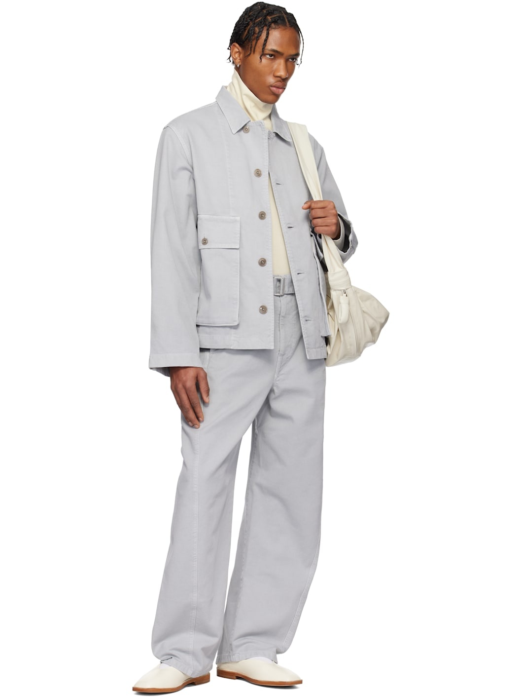 Gray Boxy Denim Jacket - 5
