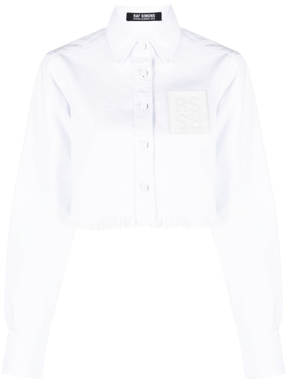 logo-patch cropped shirt - 1