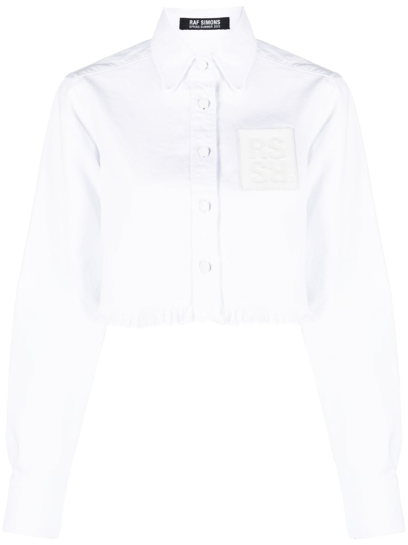 logo-patch cropped shirt 1