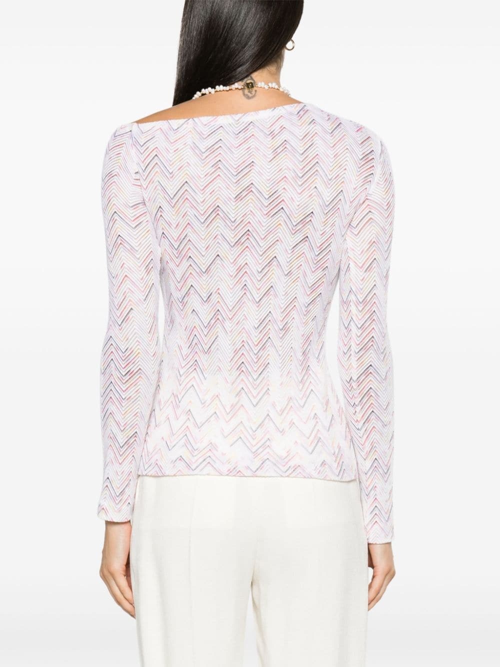 zigzag crochet-knit jumper - 4