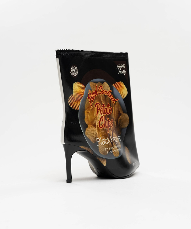 Potato Chips Package Detail Pin Heel Boots 6