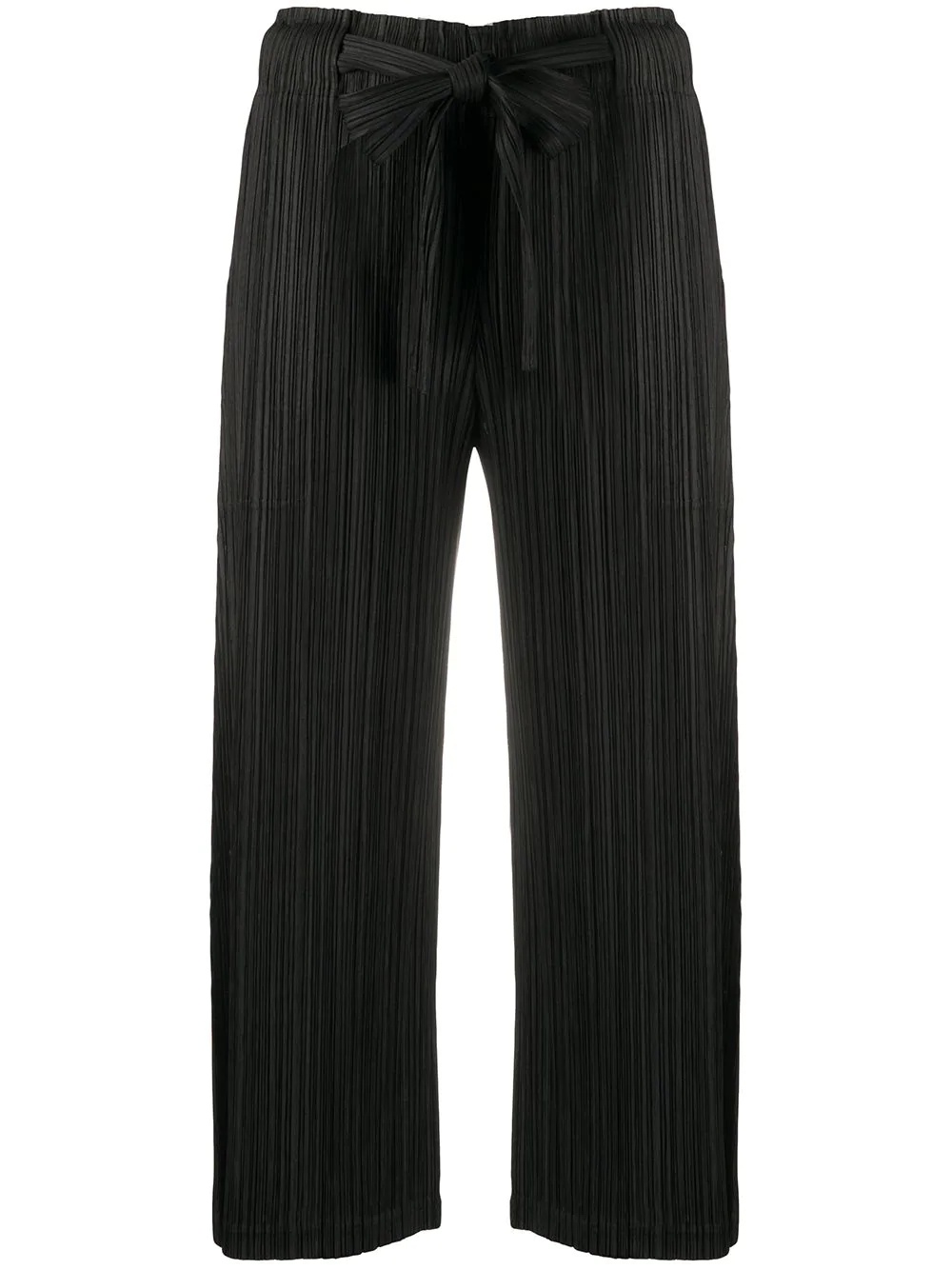 micro-pleated belted cropped trousers - 1