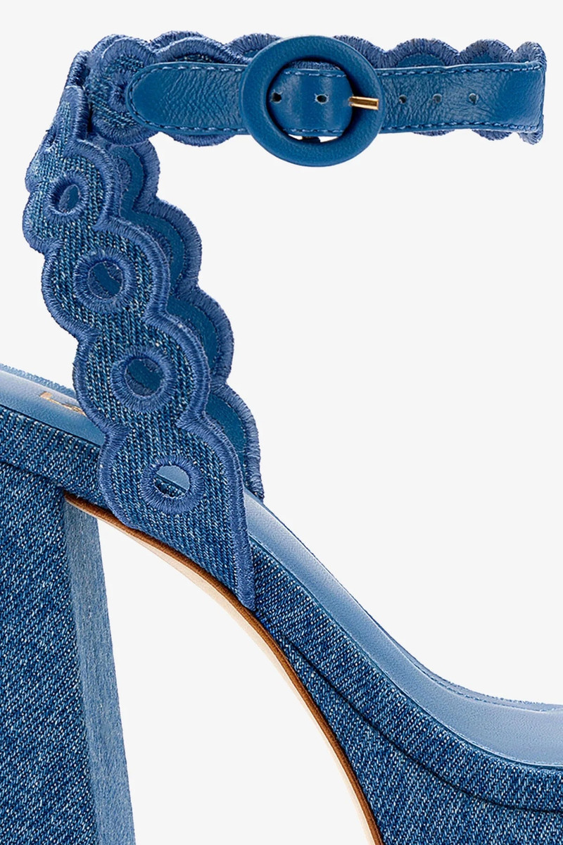 Dolly Broderie Sandal In Blue Stoned Denim 4