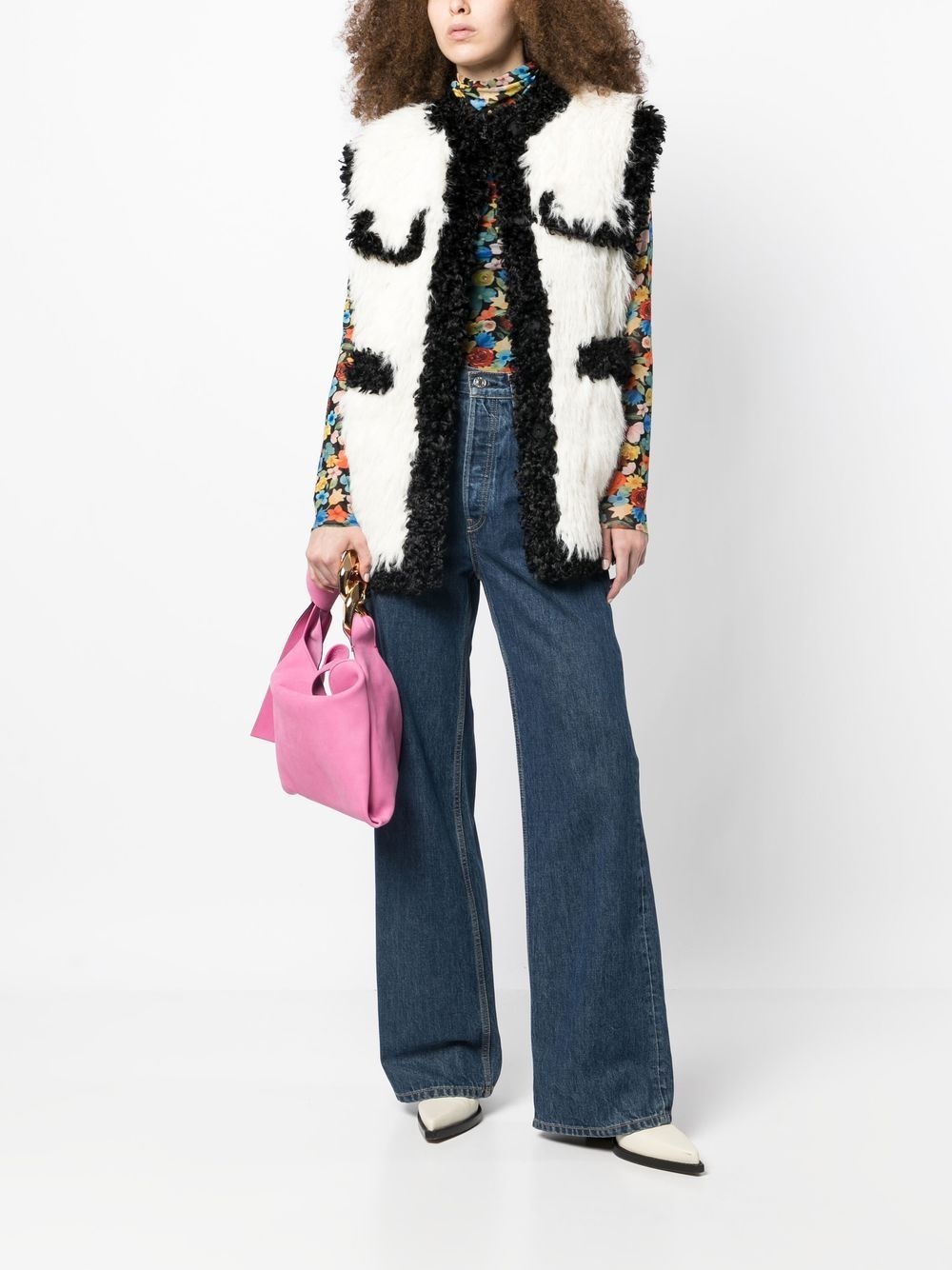 contrast-trim faux-fur gilet - 2