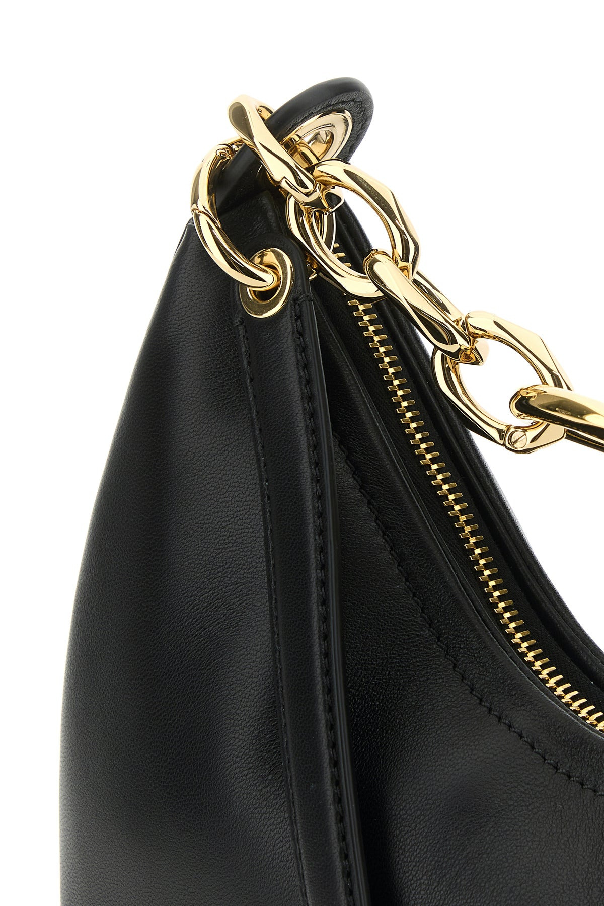 Black leather small Hobo VLogo Moon handbag - 4