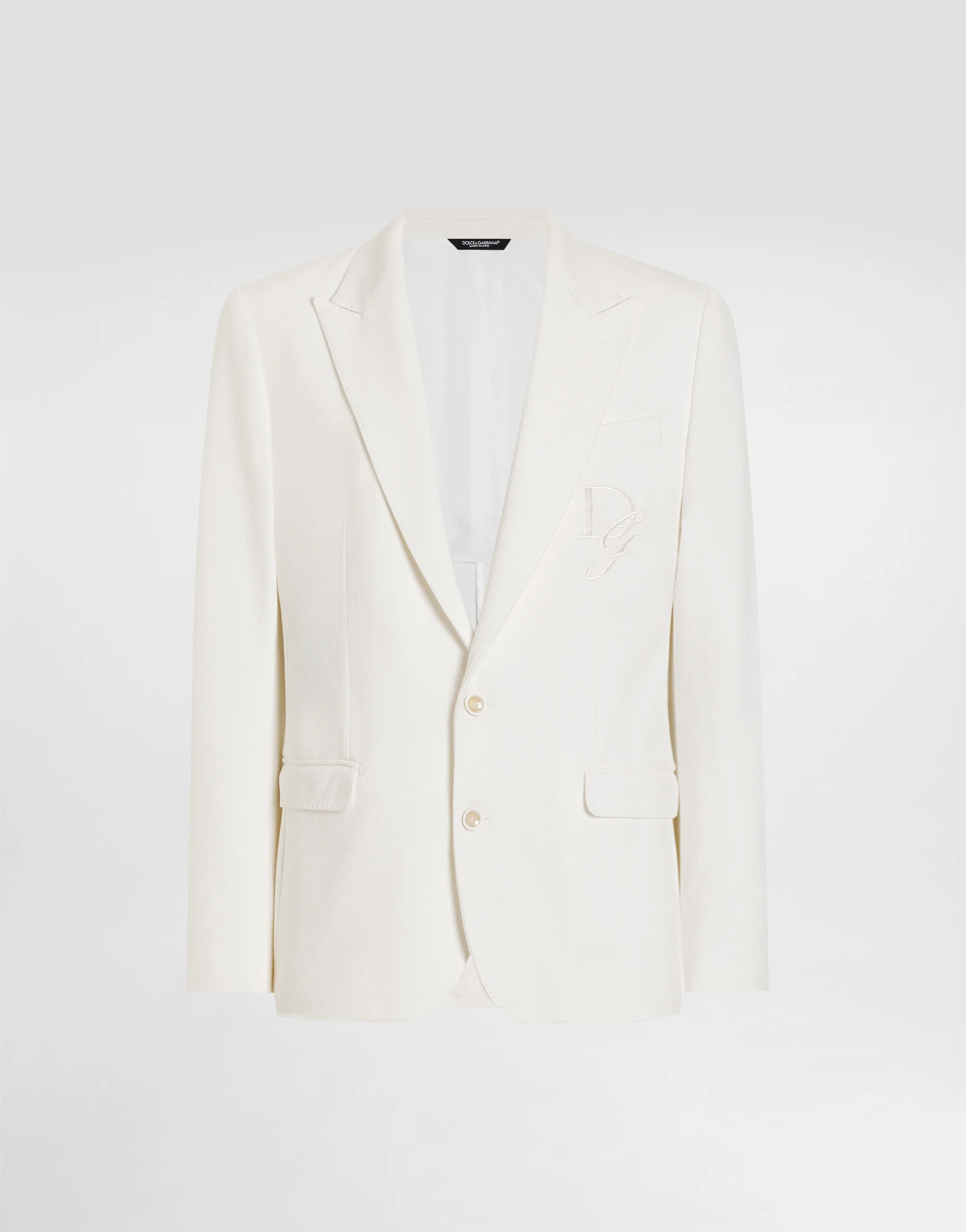 Single-breasted stretch jersey jacket with logo embroidery - 1