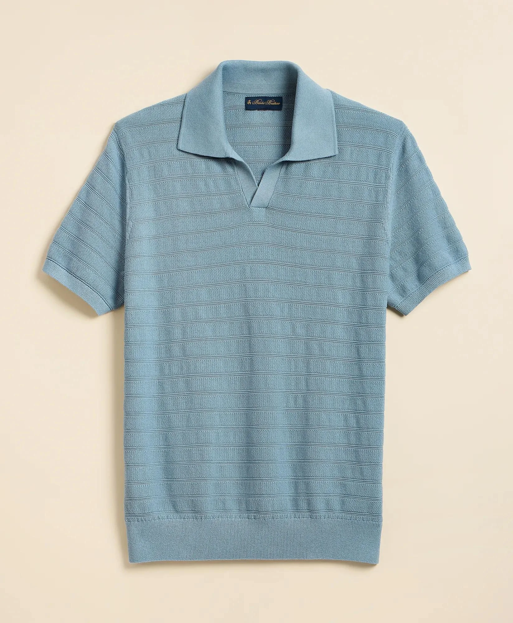 Supima® Cotton Engineered-Stripe Johnny Collar Sweater - 1