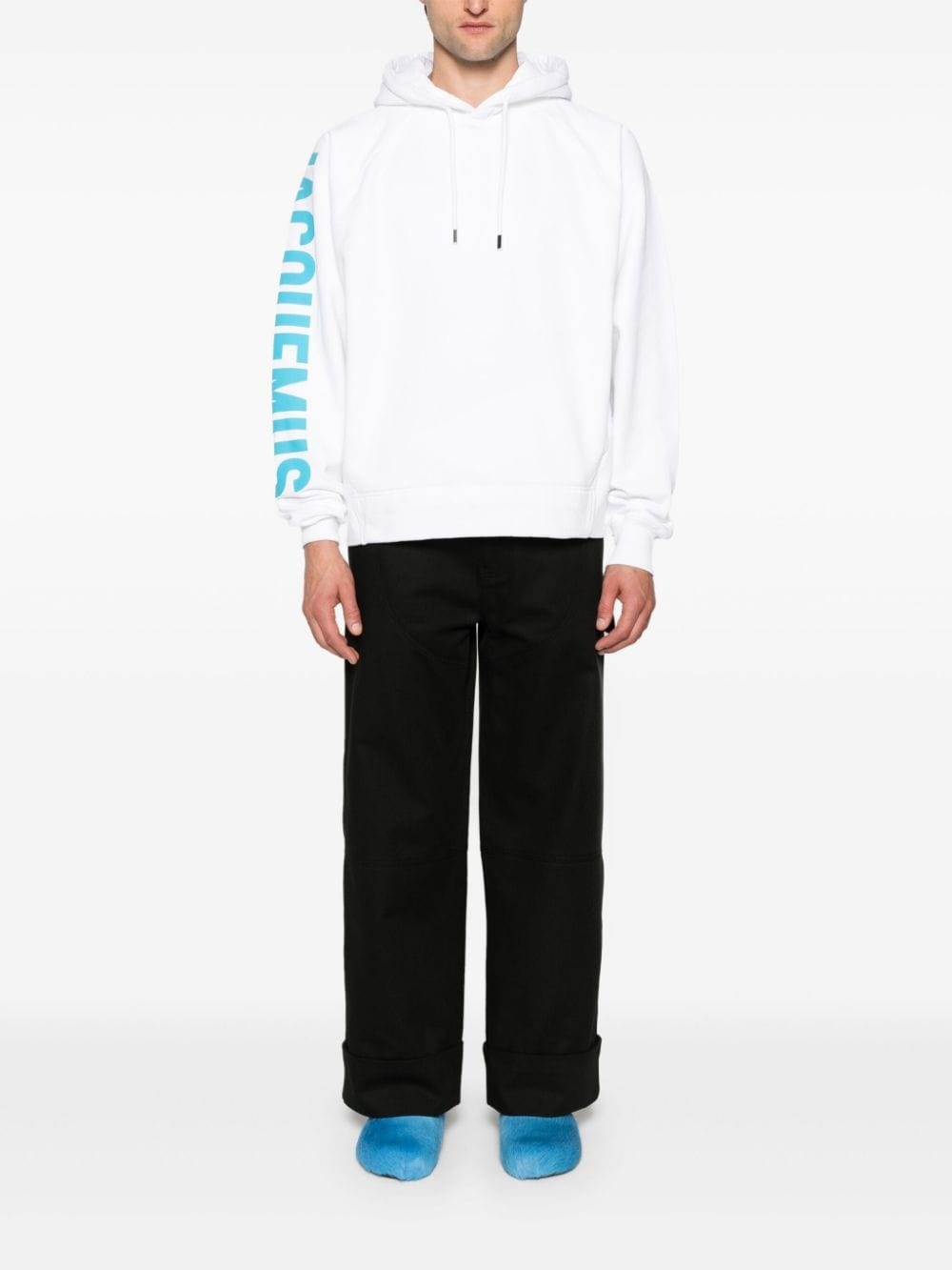 raised-logo cotton hoodie - 2