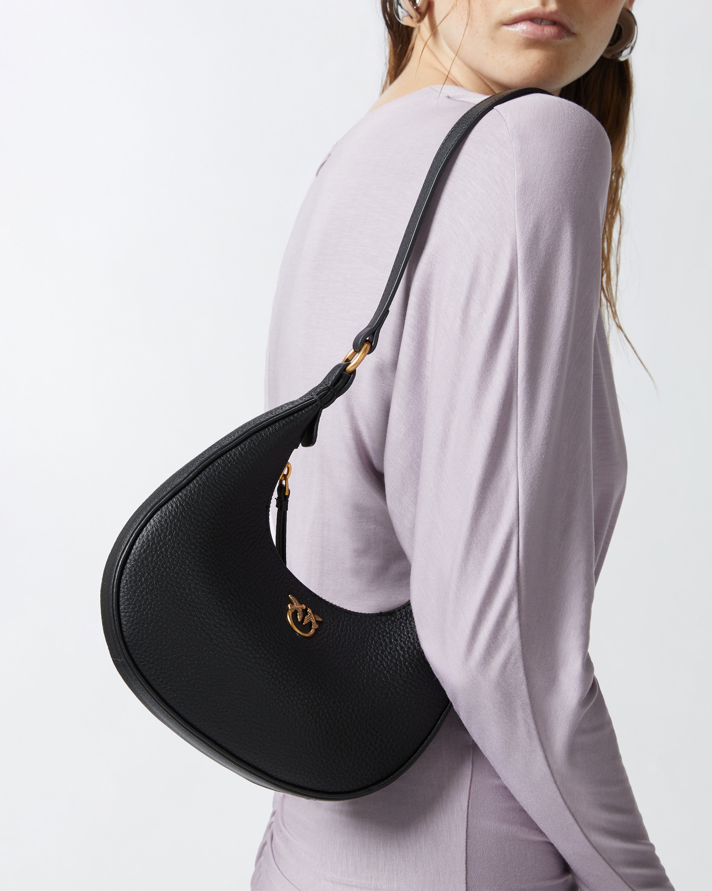 BRIOCHE BAG ROUNDED LEATHER SHOULDER BAG - 6