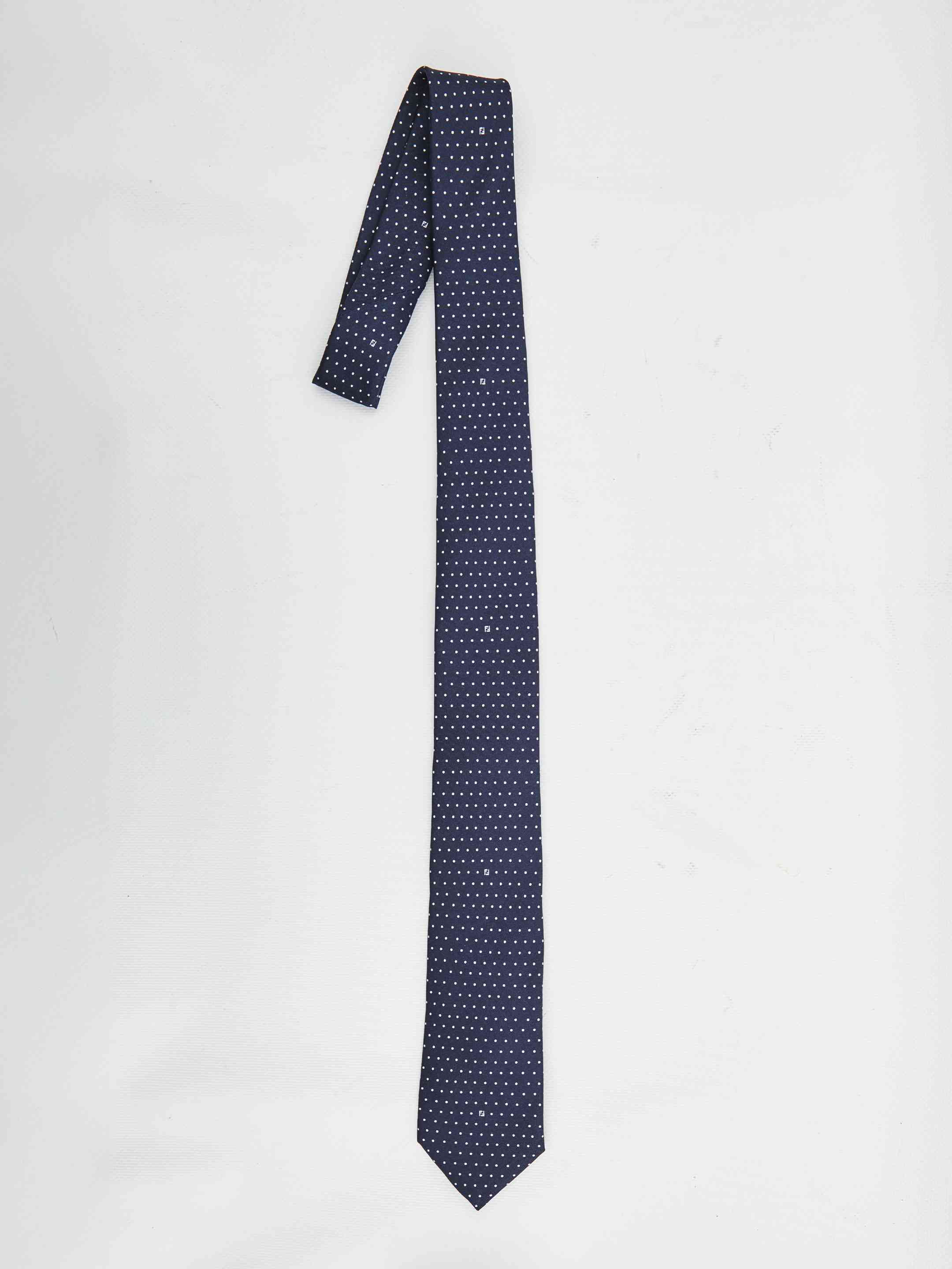 Fendi Men Blue Silk Tie - 1