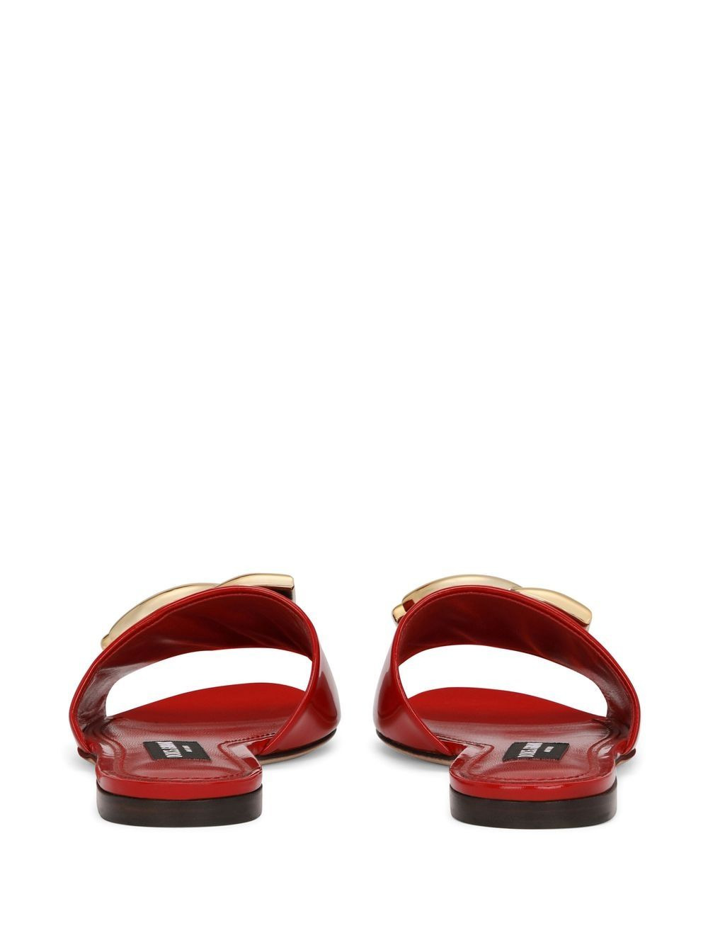 logo-plaque leather slides - 3