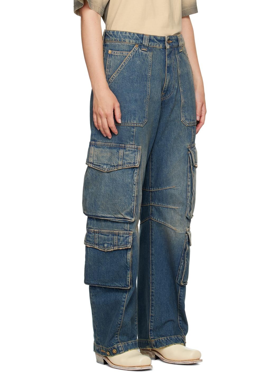 Blue Distressed Finish Jeans - 2