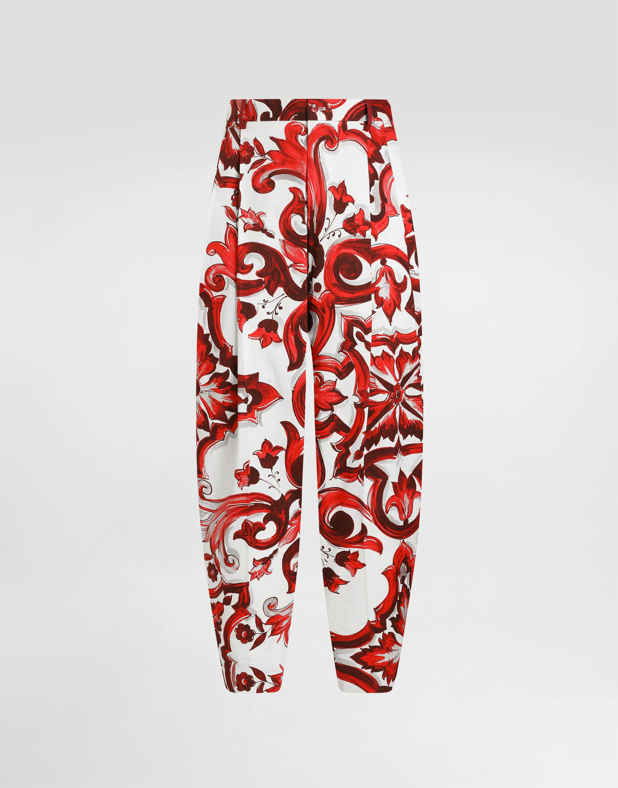 Majolica-print drill trousers - 1