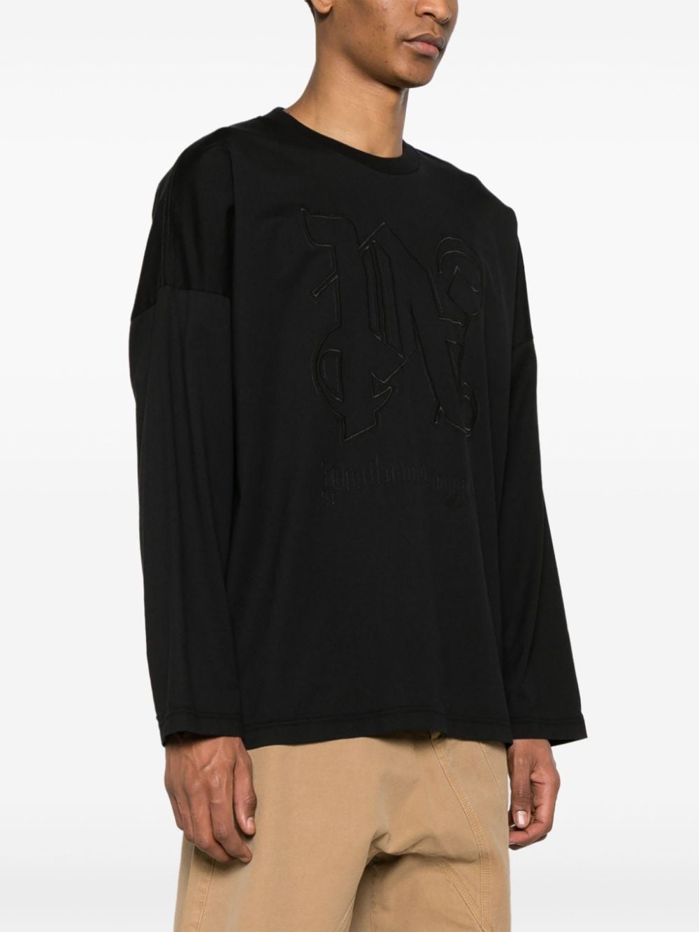 monogram-embroidered cotton T-shirt - 3