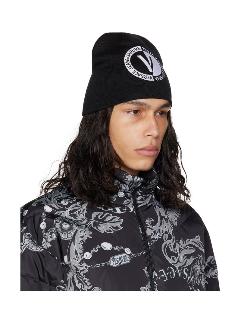 VERSACE JEANS COUTURE Black Embroidered Beanie outlook