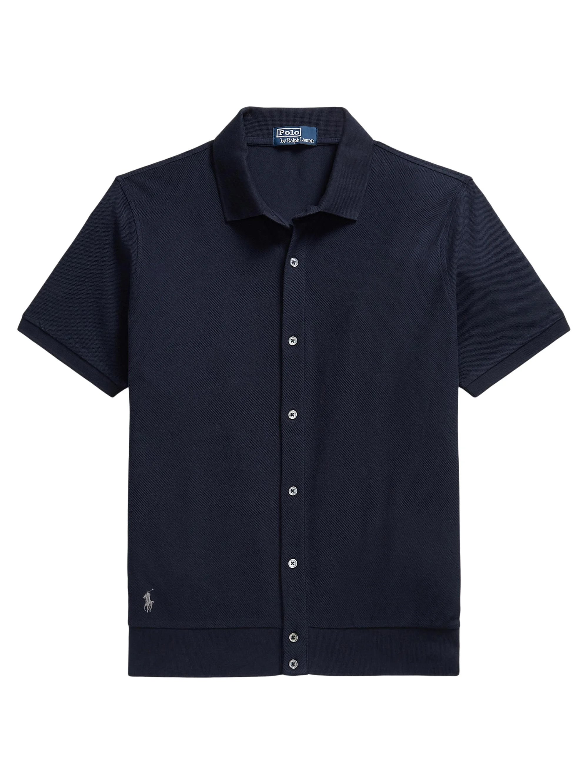 Men's Honeycomb-Knit Cotton Polo Shirt - Aviator Navy - 1