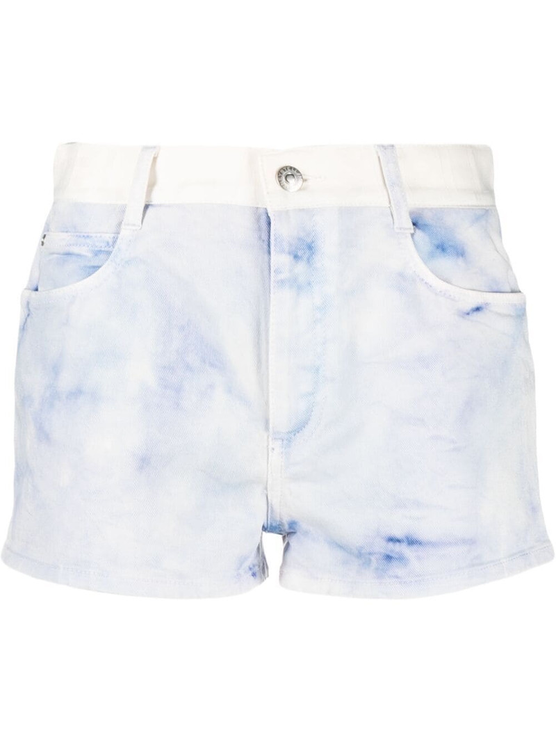 marble tie-dye denim shorts 1