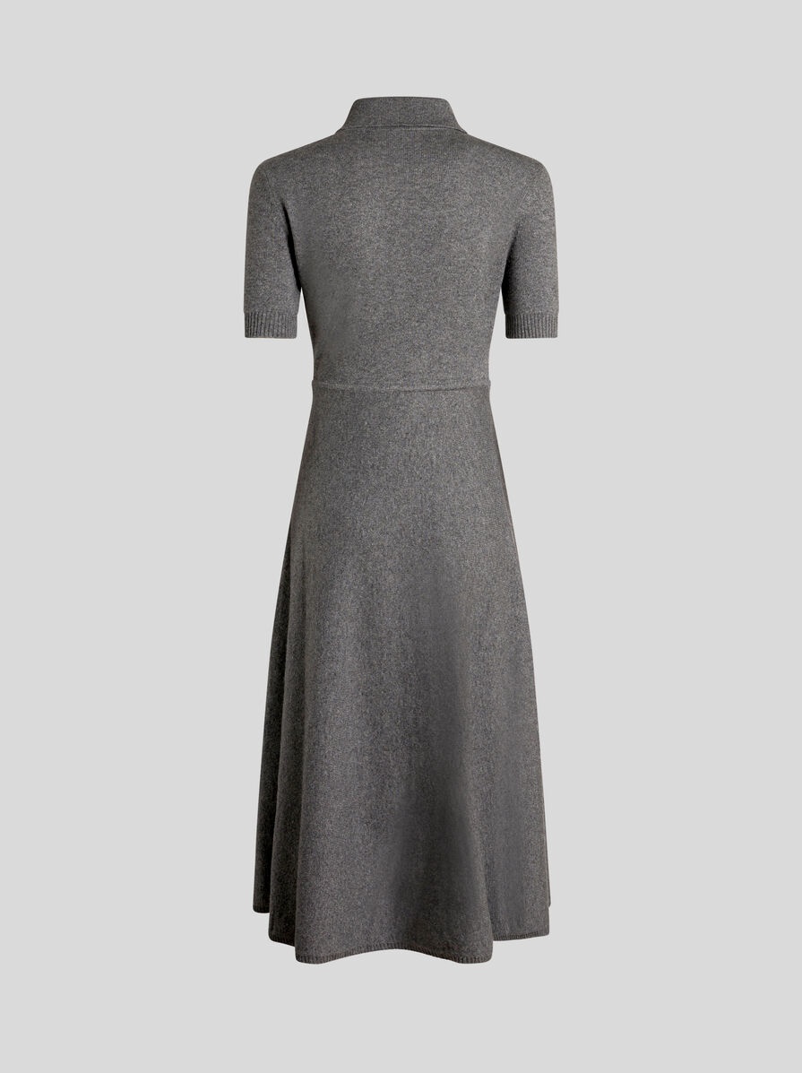 KNIT FABRIC AND SILK POLO DRESS - 5