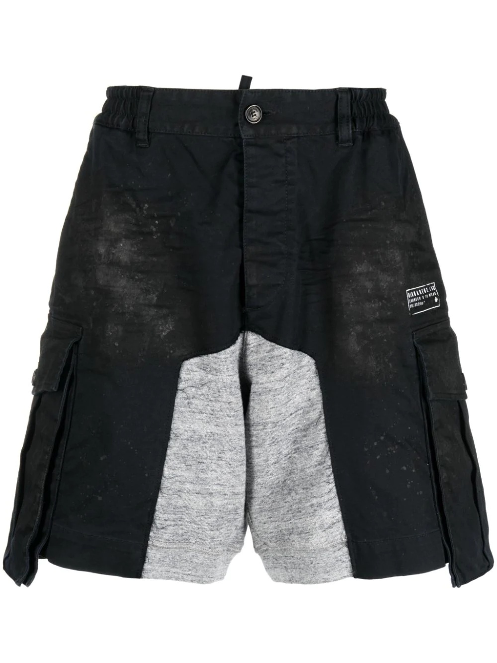 distressed cargo-pocket panelled shorts - 1