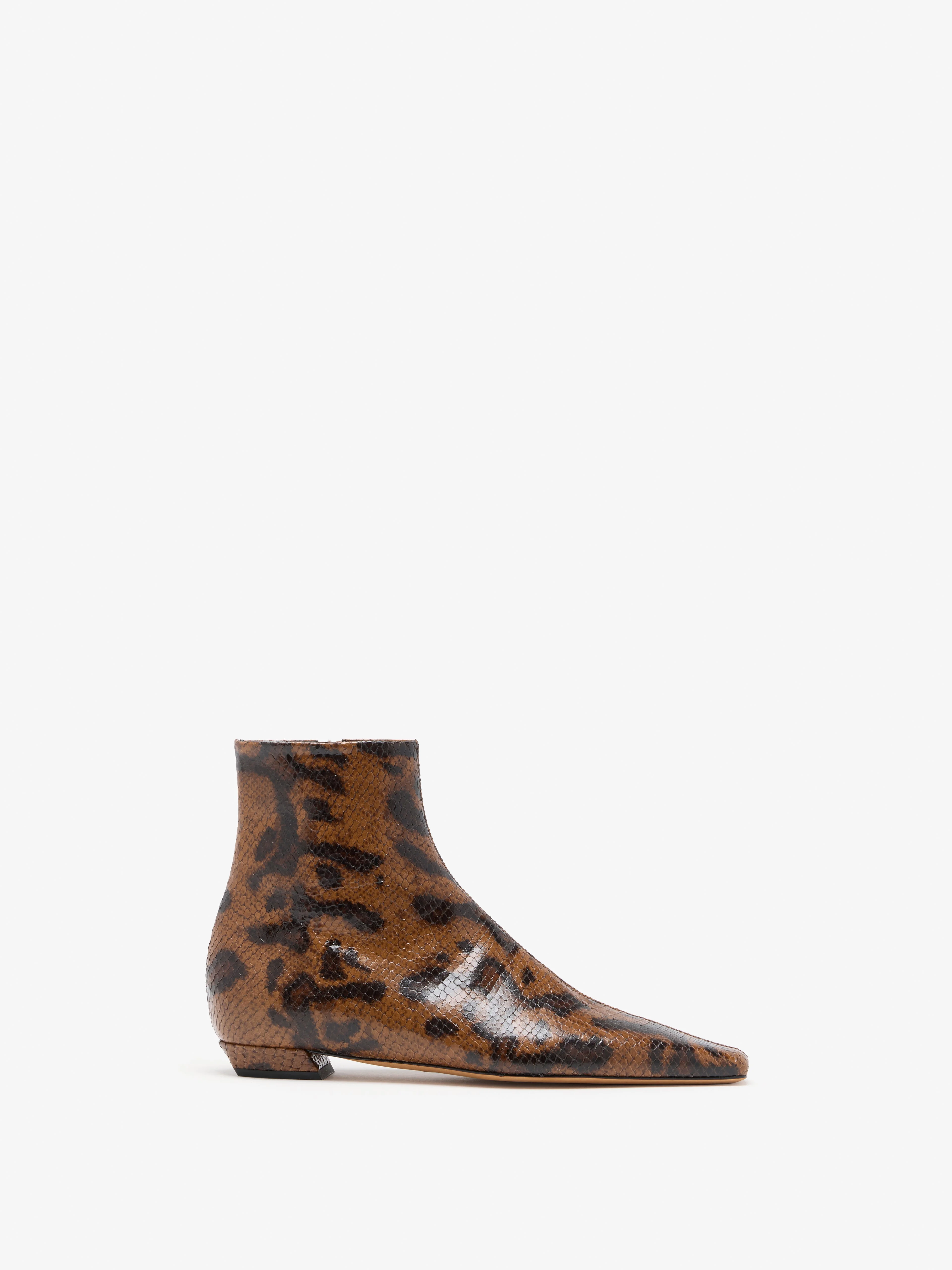Trap Flat Ankle Boots in Embossed Python - 1