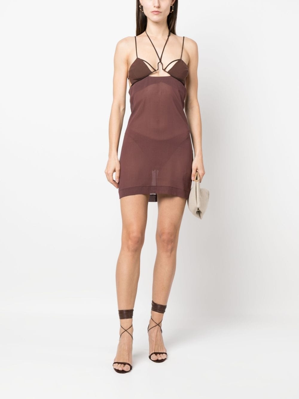 strap-detailing semi-sheer minidress - 2