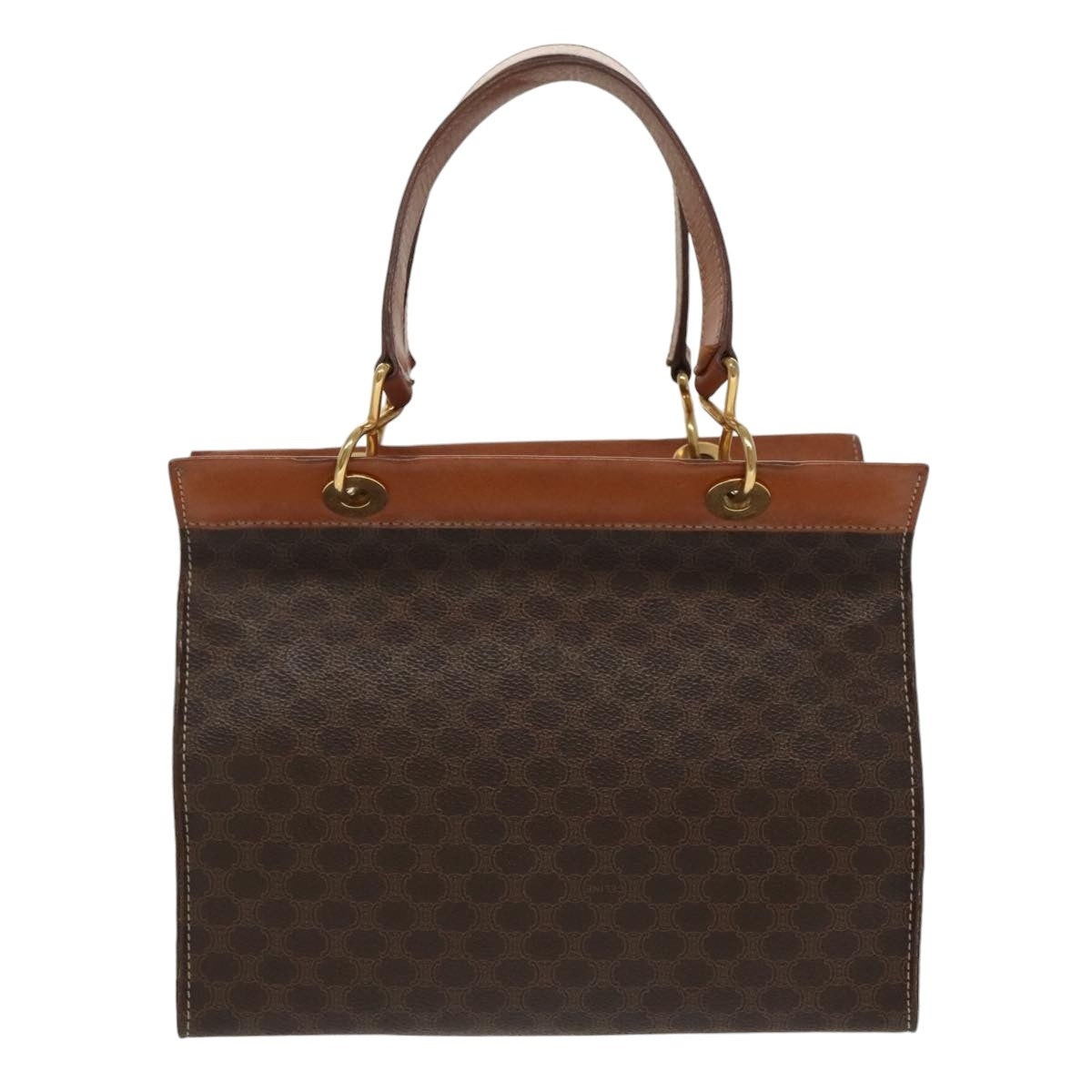 CELINE Macadam Canvas Hand Bag Pvc Leather Brown Gold - 2