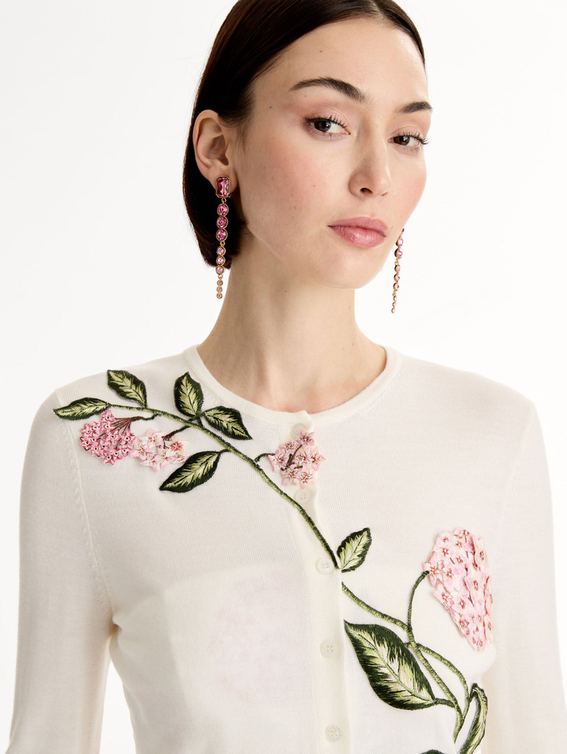 PORCELAIN FLOWER THREADWORK CROPPED CARDIGAN 6