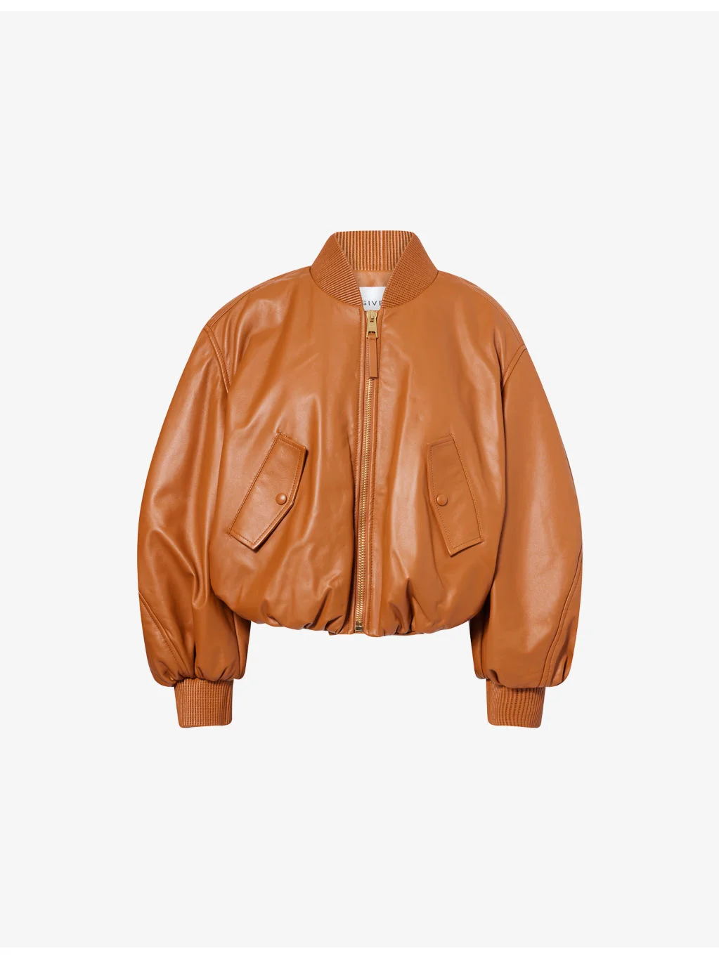 Cocoon Cropped Leather Bomber Jacket - 1