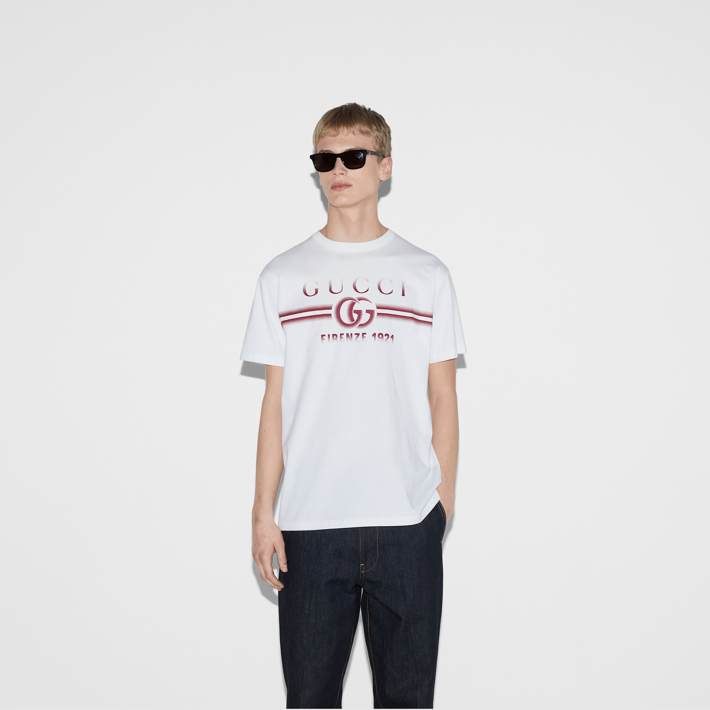 Cotton jersey T-shirt with Gucci print - 3