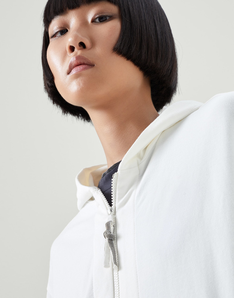 Lightweight stretch cotton sweatshirt with precious detail 3
