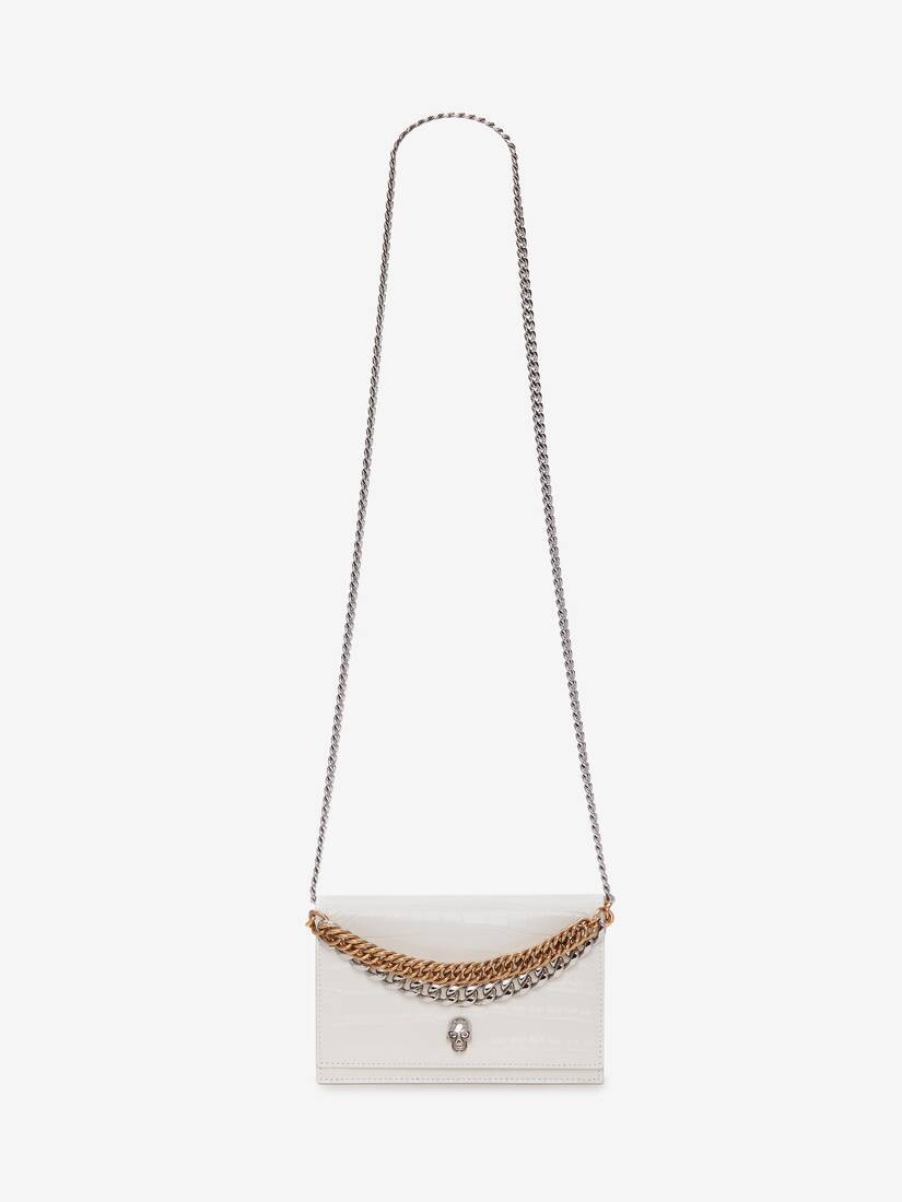Women's Small Skull Bag With Chain in Ivory - 5