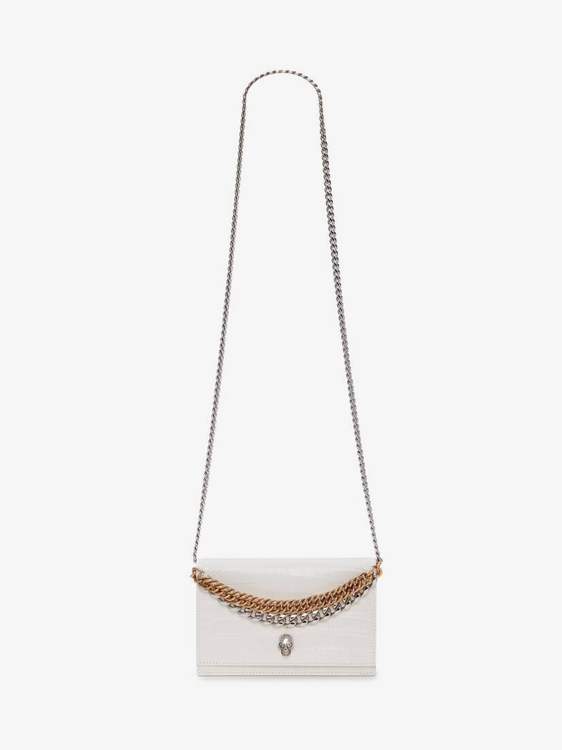 Women's Small Skull Bag With Chain in Ivory 5