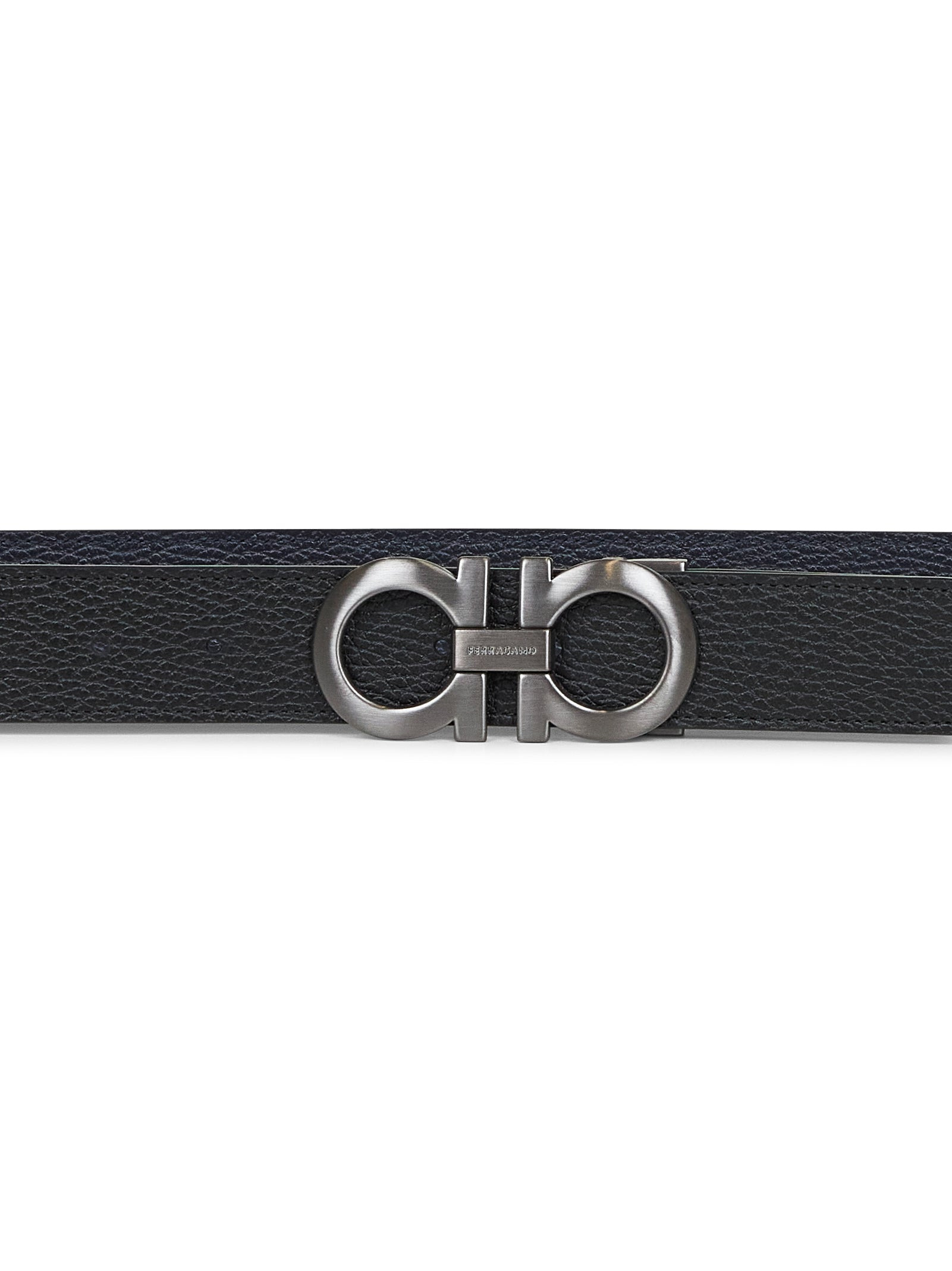 Ferragamo Men Black Leather Reversible Gancini Belt - 2