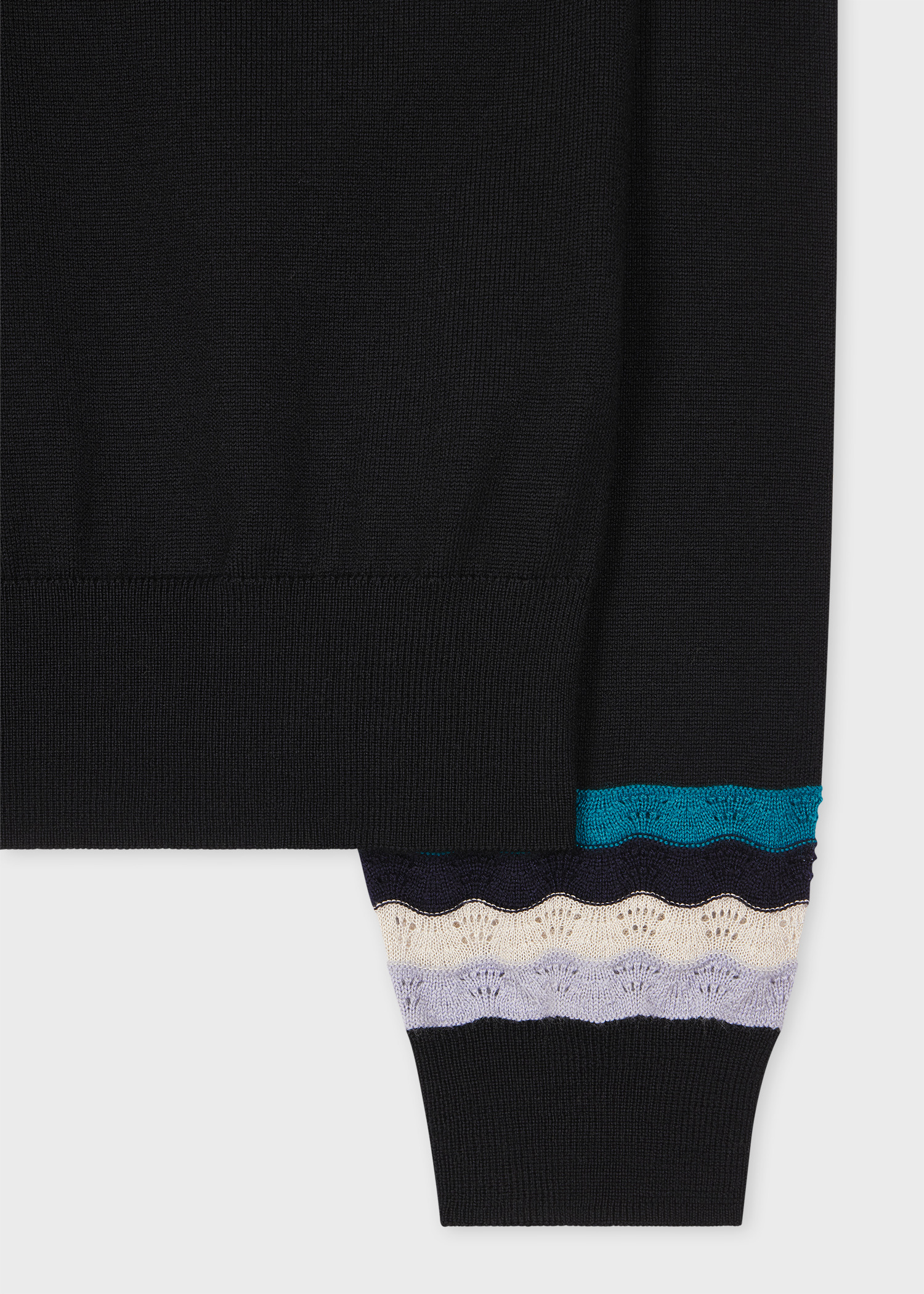 Women's Black Multi Colour Zig Zag Sleeve Cardigan - 2