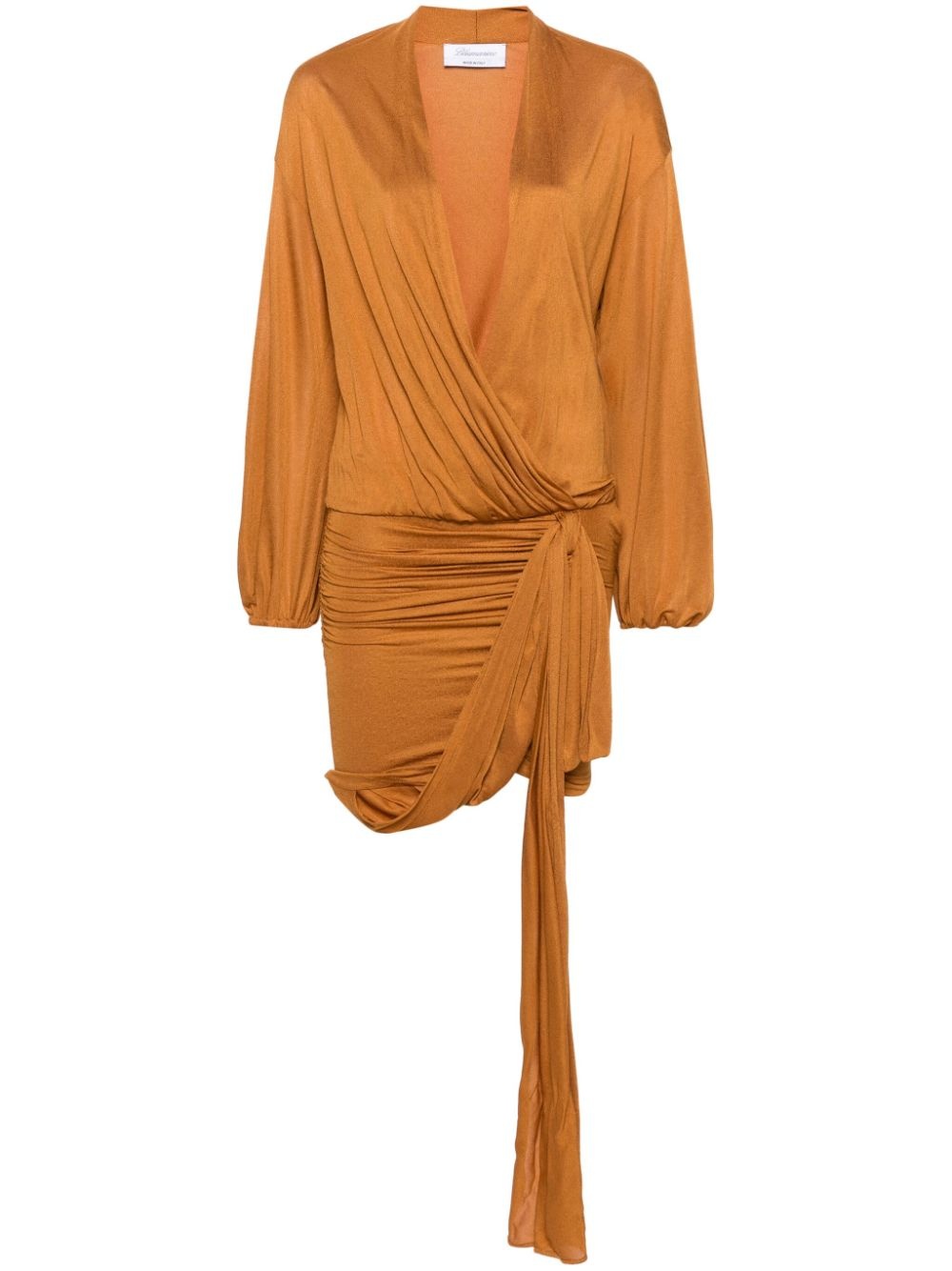 long-sleeve wrap minidress - 1