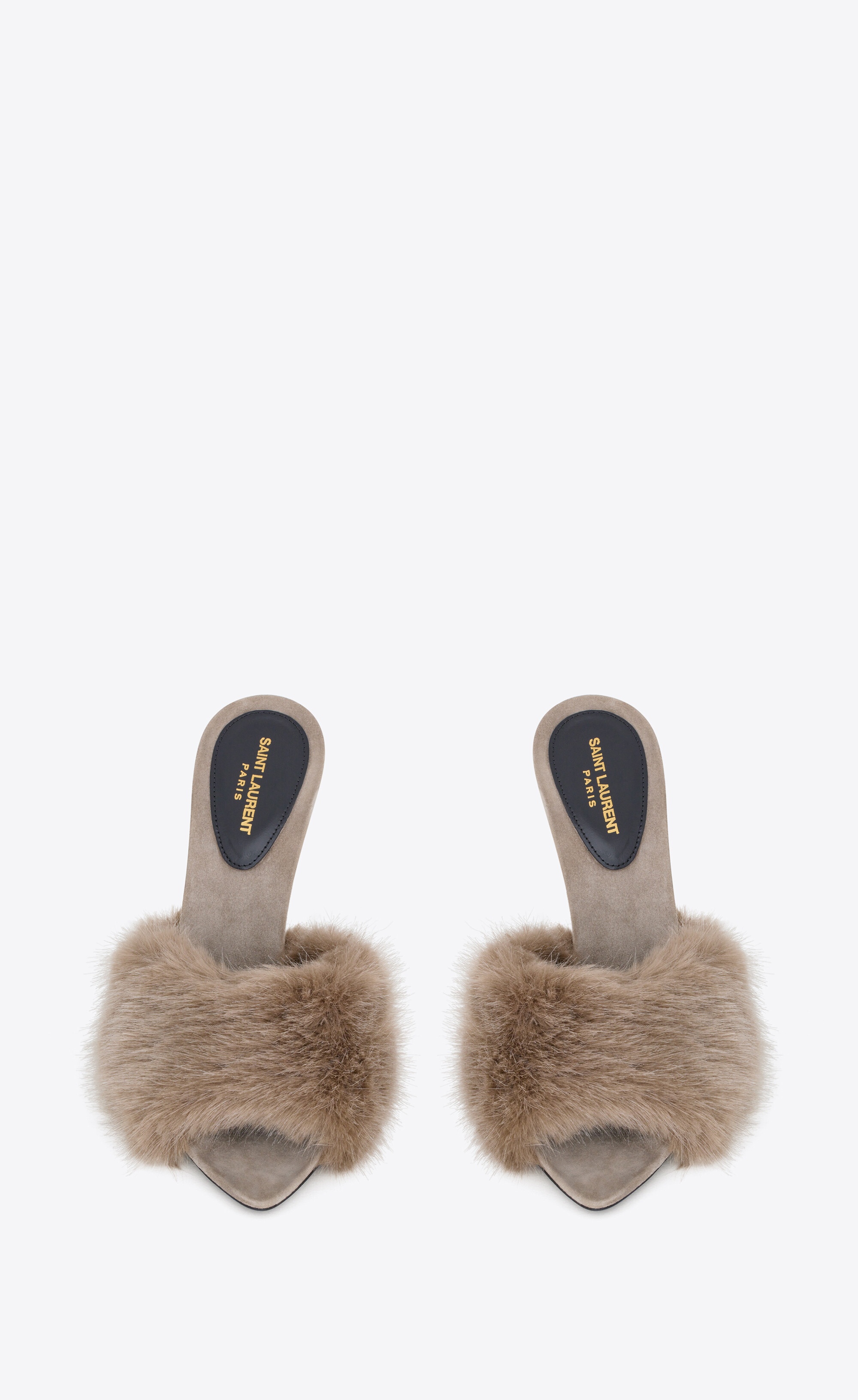 la 16 mules in animal-free fur and suede - 2