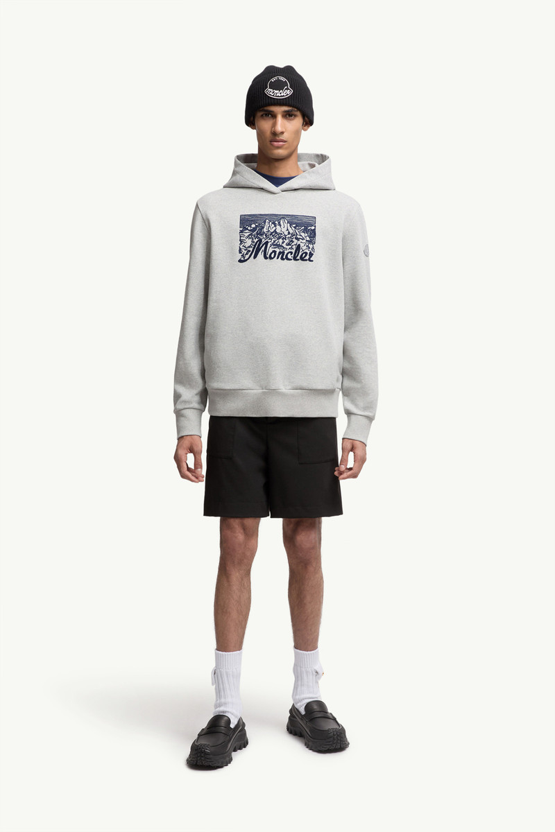 Moncler Embroidered Mountain Logo Cotton Hoodie outlook