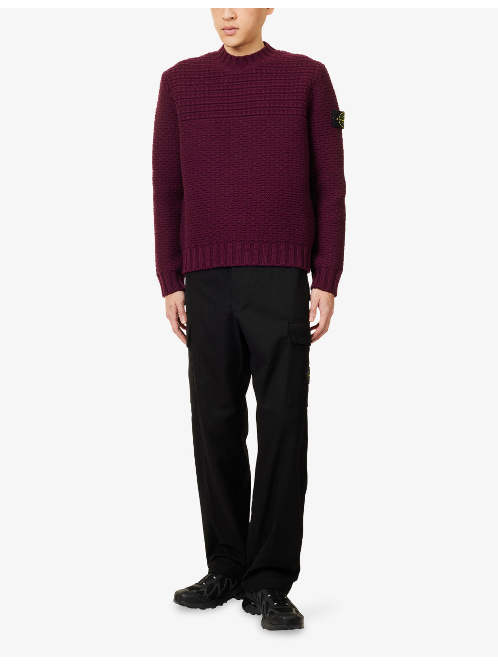 Logo-Patch Textured Wool-Knit Jumper - 2