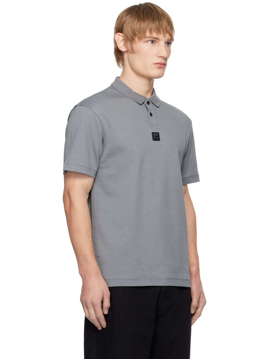 Gray Interlock-Cotton Polo - 2